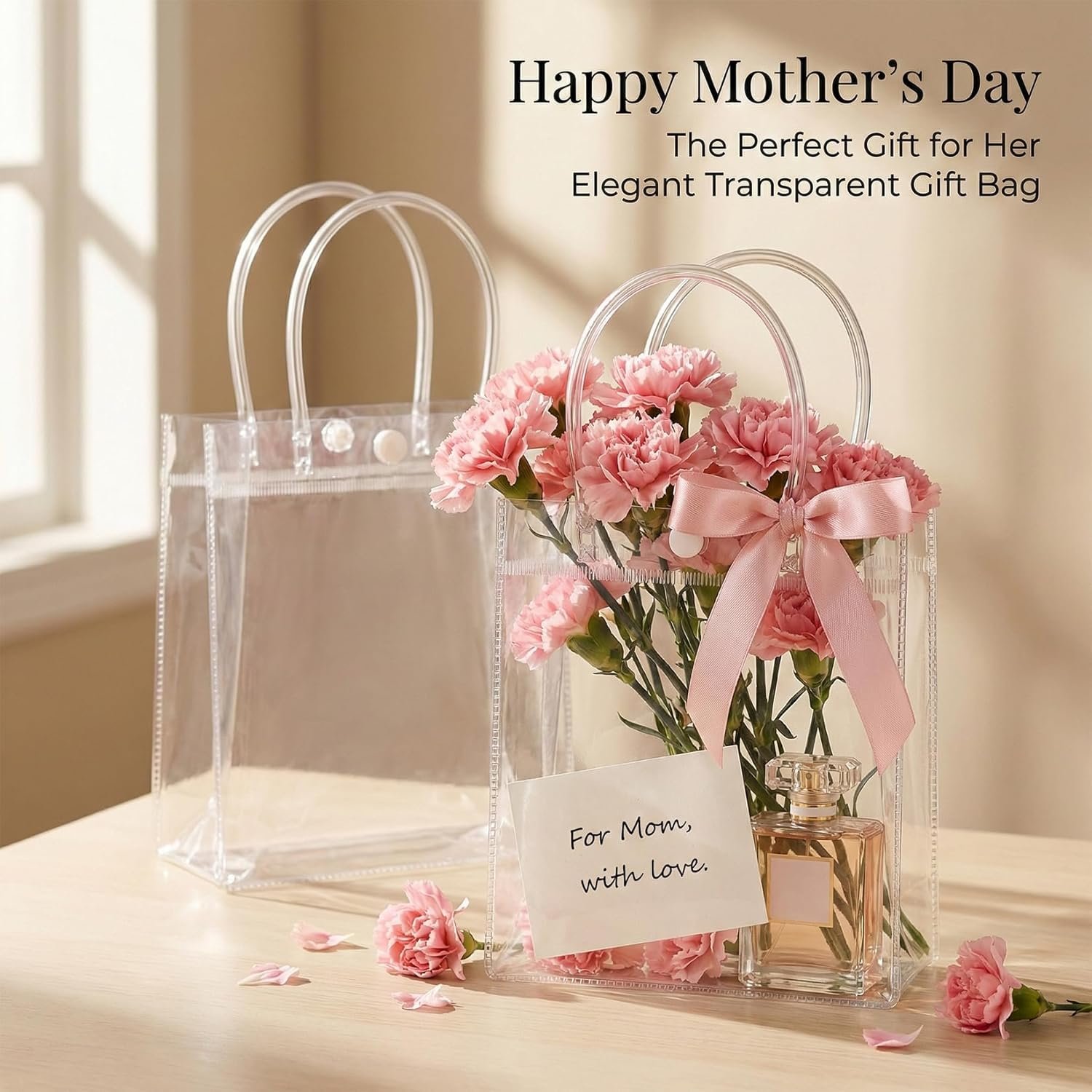 Bolsas de Regalo de PVC Transparentes con Asa - 10PCS Mini Bolsas de Fiesta Personalizadas con Logo - Ideal para Fiestas, Bolsas de Goodie en Tamaño Mini (5.9 x 6.3 Pulgadas) de un Proveedor de Calidad