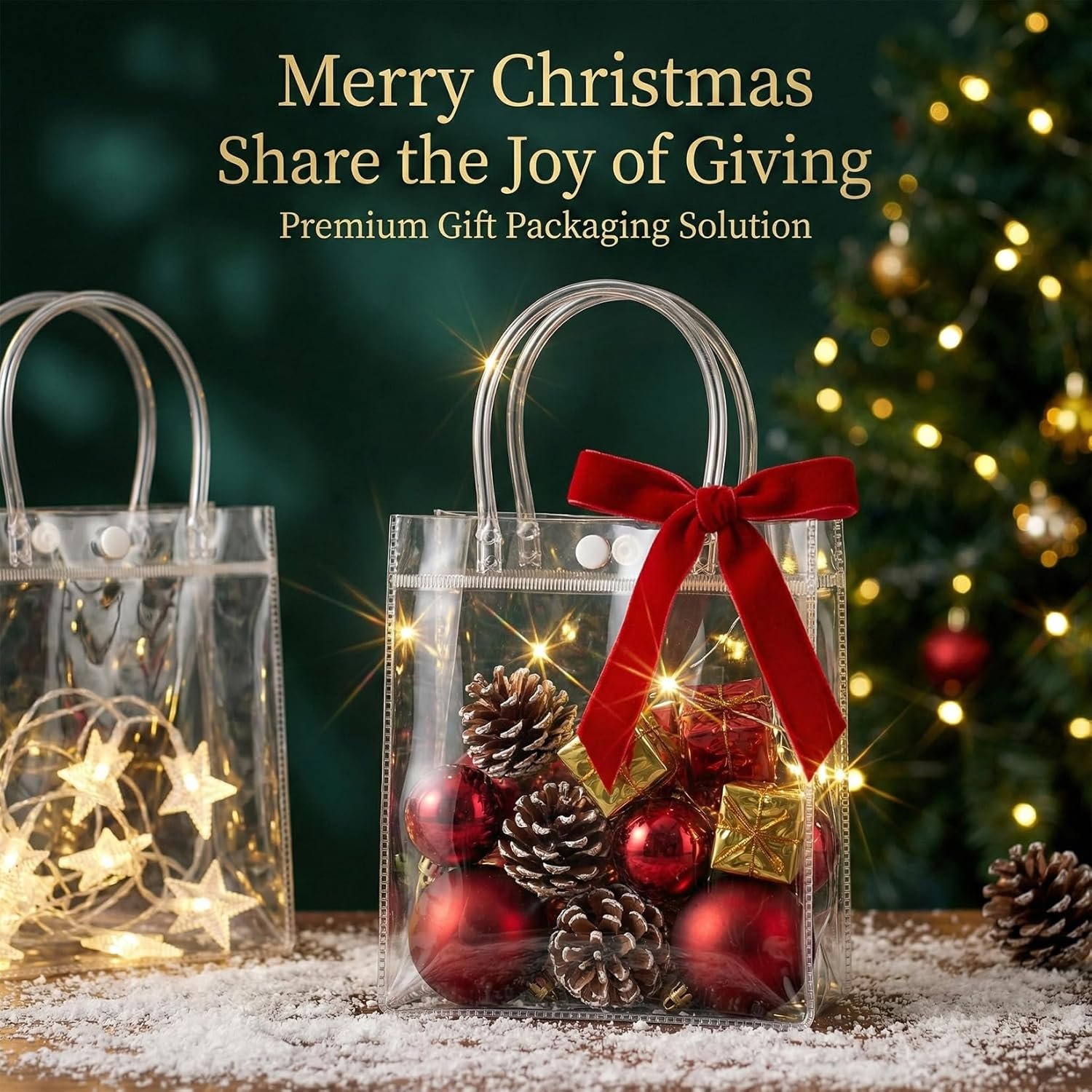 Bolsas de Regalo de PVC Transparentes con Asa - 10PCS Mini Bolsas de Fiesta Personalizadas con Logo - Ideal para Fiestas, Bolsas de Goodie en Tamaño Mini (5.9 x 6.3 Pulgadas) de un Proveedor de Calidad