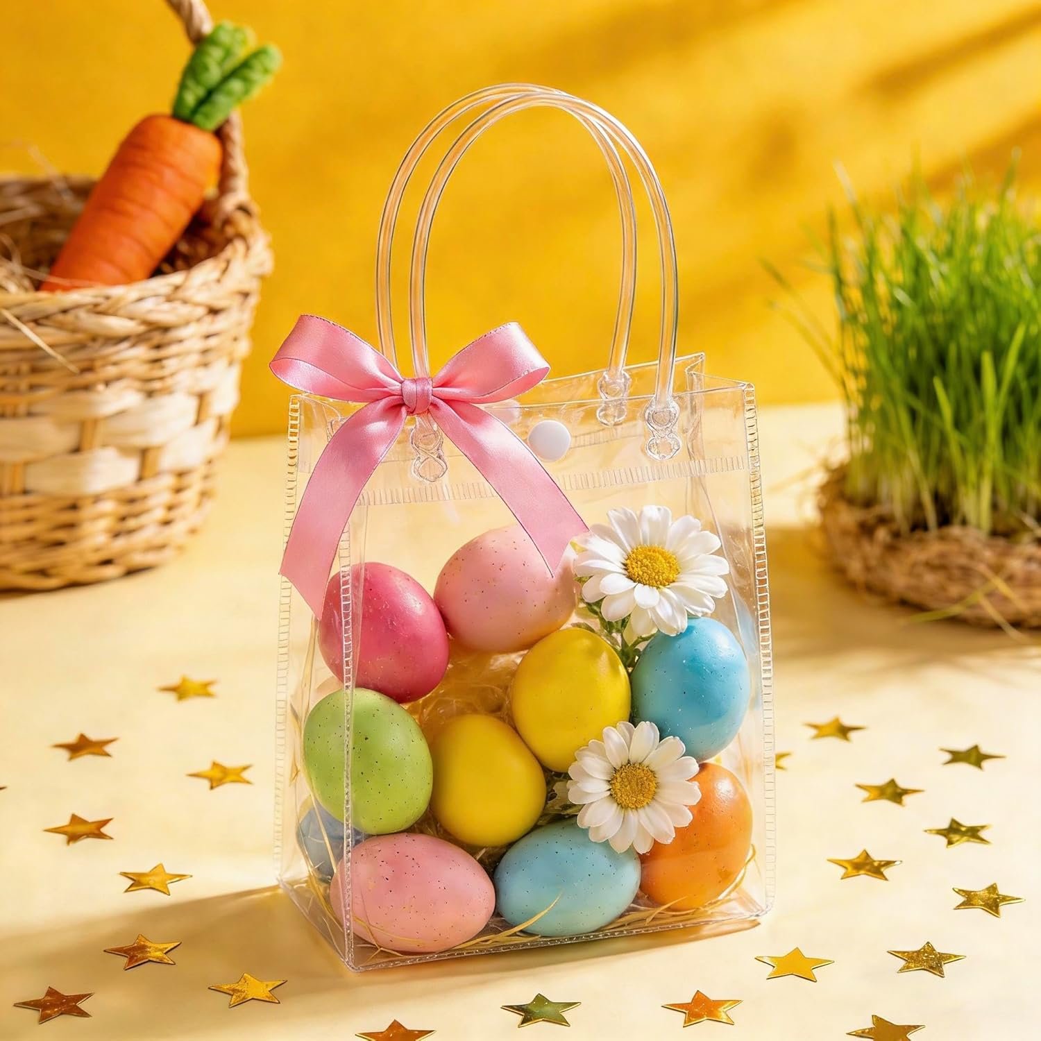 Bolsas de Regalo de PVC Transparentes con Asa - 10PCS Mini Bolsas de Fiesta Personalizadas con Logo - Ideal para Fiestas, Bolsas de Goodie en Tamaño Mini (5.9 x 6.3 Pulgadas) de un Proveedor de Calidad