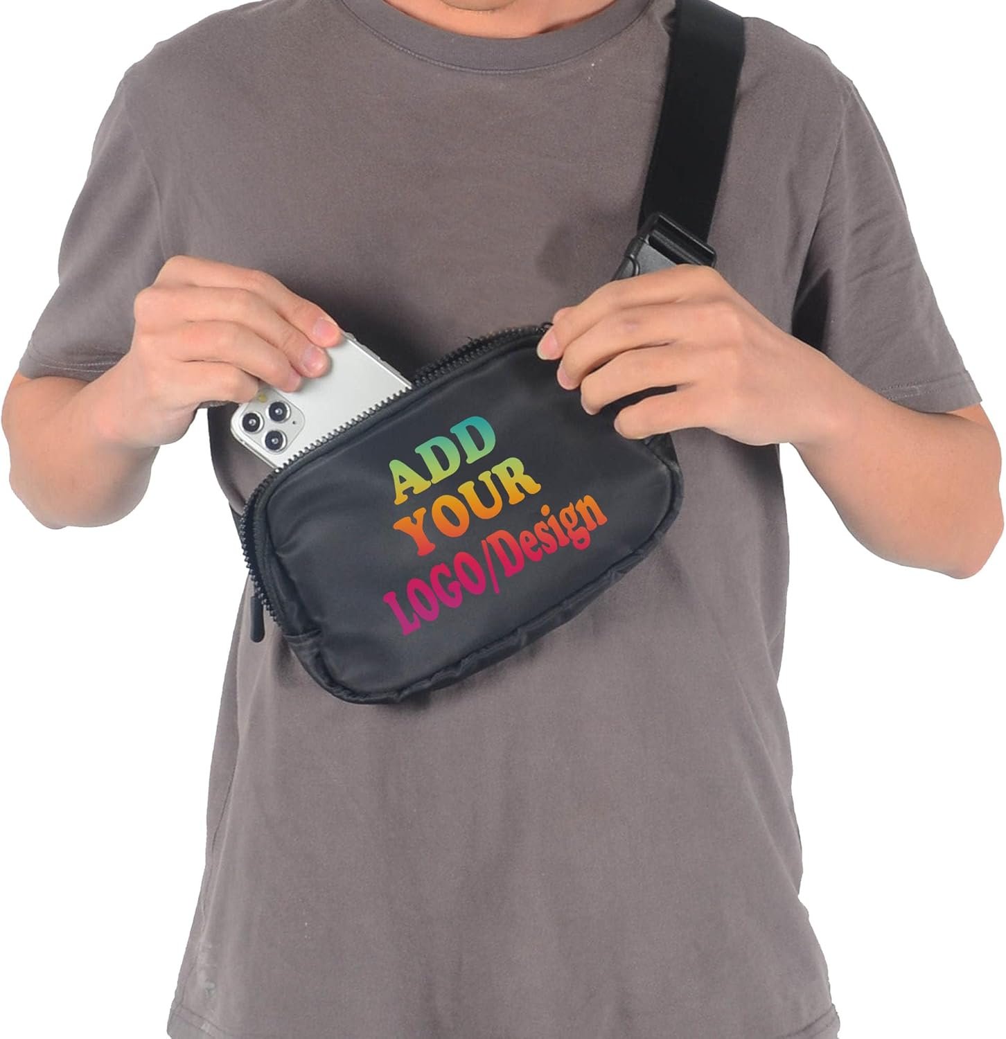 Logo Personalizado Riñonera de Color Pequeña Unisex con Nombre Texto Foto para Regalos Personalizados de Viaje, Entrenamiento y Senderismo - Proveedor de Fábrica