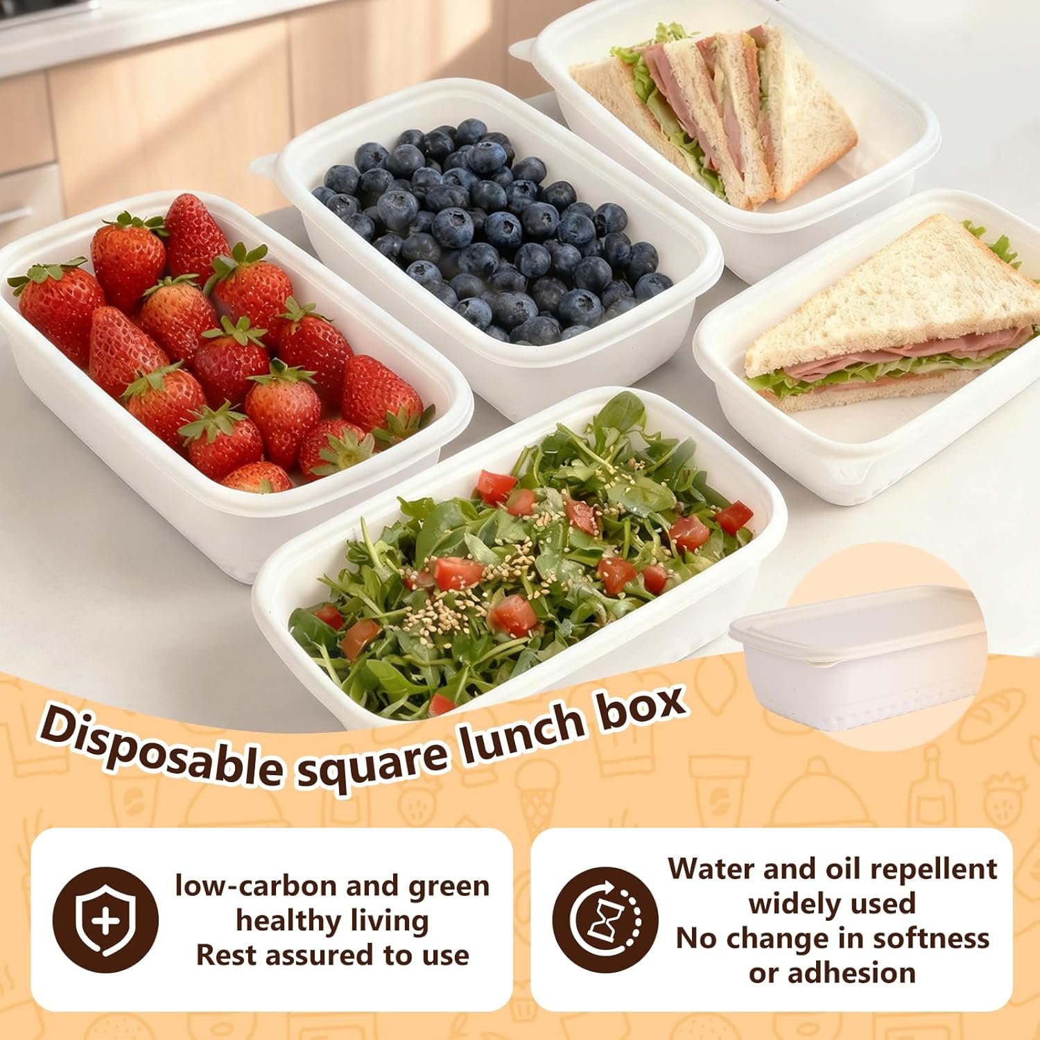 Logo Personalizado 35 Pzs de Envases para Almuerzo Reutilizables de 32oz, Tazones a Prueba de Aceite a Base de Plantas para Preparación de Comidas, Contenedores Cubiertos para Comida para Llevar, Ideal para Almacenamiento en Exterior, Viajes, Picnic y Fiestas, Apto para Microondas, Congelador y Lavavajillas, Proveedor.