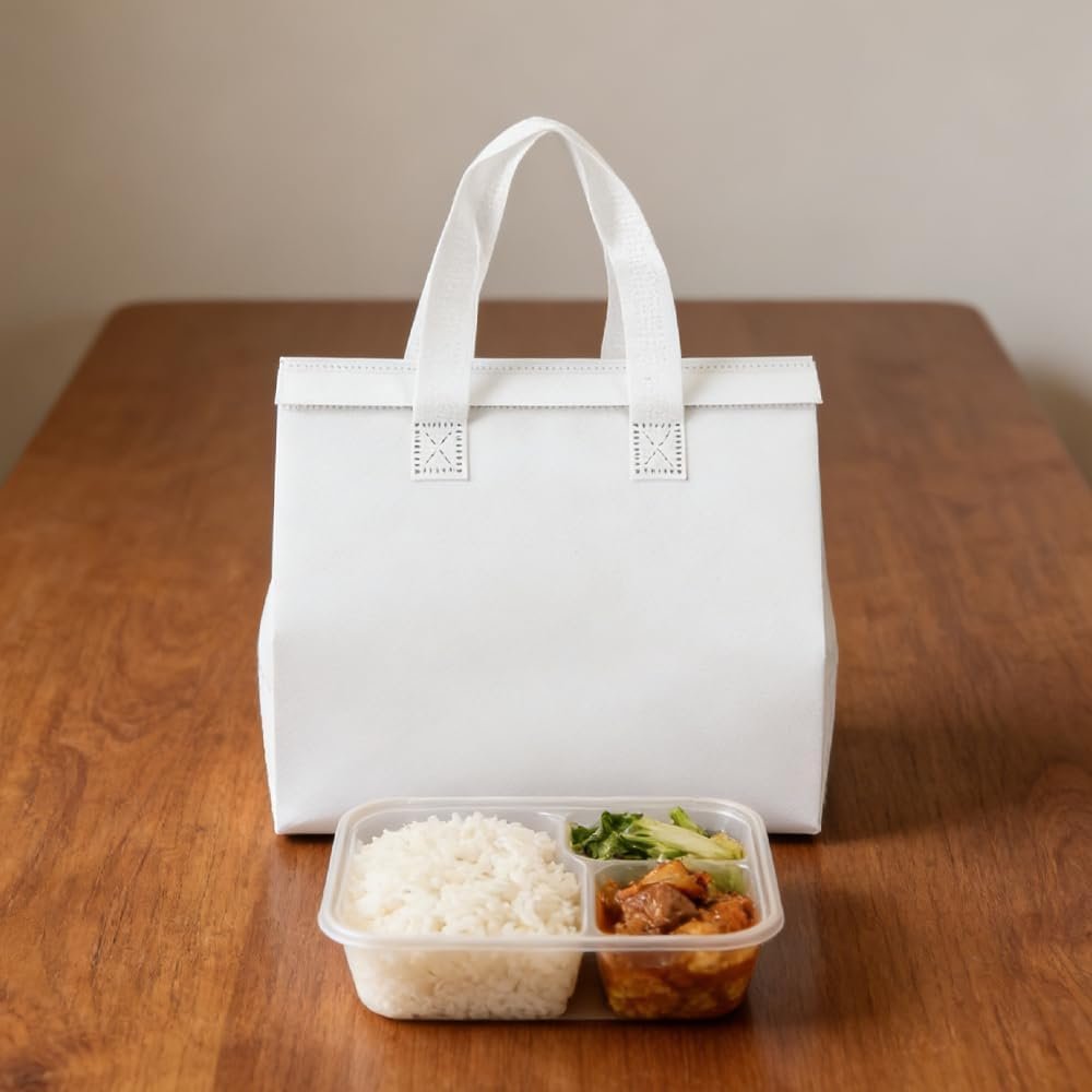 Set de 25 Bolsas Térmicas Personalizadas para Llevar, Pequeñas Neveras Térmicas para Alimentos, Delivery y Almacenamiento de Comida Fría y Caliente, 9.3 x 5.9 x 9.4 Pulgadas, Marca Blanca, Proveedor de Soluciones Eficientes.