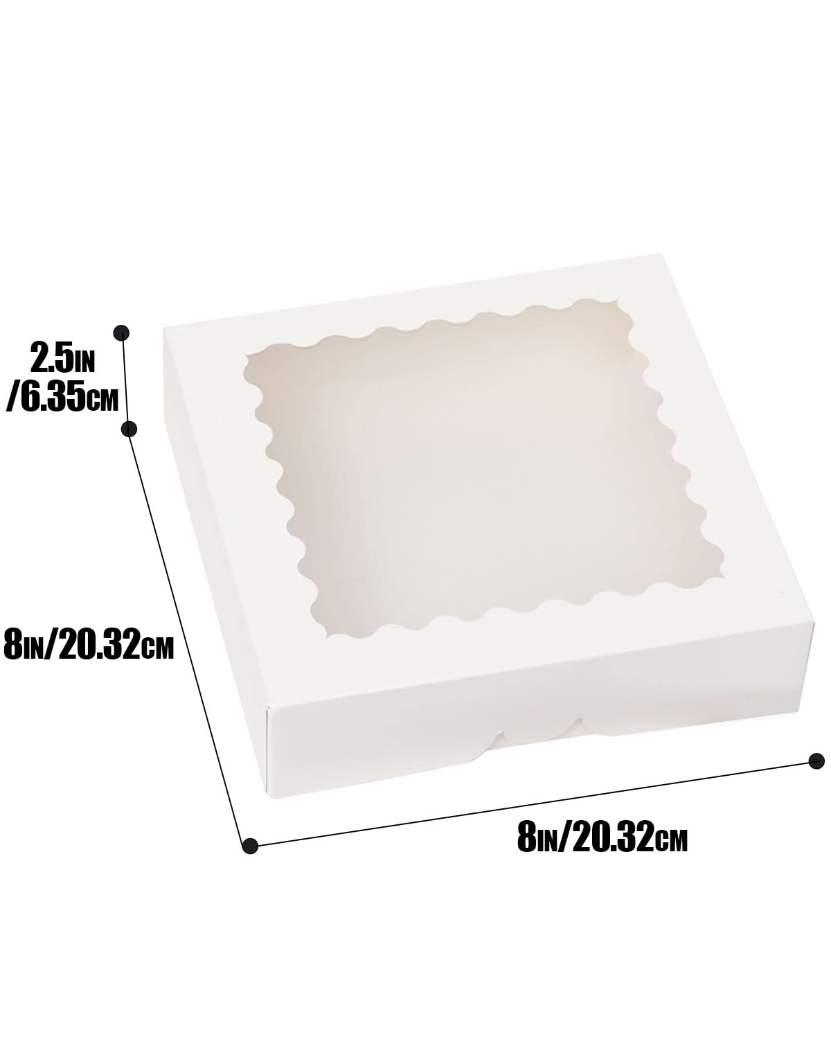 Caja de pastelería blanca con ventana 8x8x2.5 pulgadas, pack de 12 piezas, ideal para donuts y tartas, marca blanca, productos de Fábrica. Caja de pastelería blanca con ventana 8x8x2.5 pulgadas, pack de 12 piezas, ideal para donuts y tartas, marca blanca, productos de Fábrica.