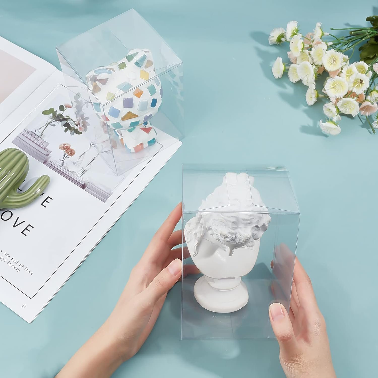 Logo Personalizado Cajas de Regalo Transparentes Rectangulares PVC 3.9x3.9x5.5'' para Fiestas de Boda, Dulces y Muffins, Proveedor de Empaques para el Día de la Madre. Logo Personalizado Cajas de Regalo Transparentes Rectangulares PVC 3.9x3.9x5.5'' para Fiestas de Boda, Dulces y Muffins, Proveedor de Empaques para el Día de la Madre.