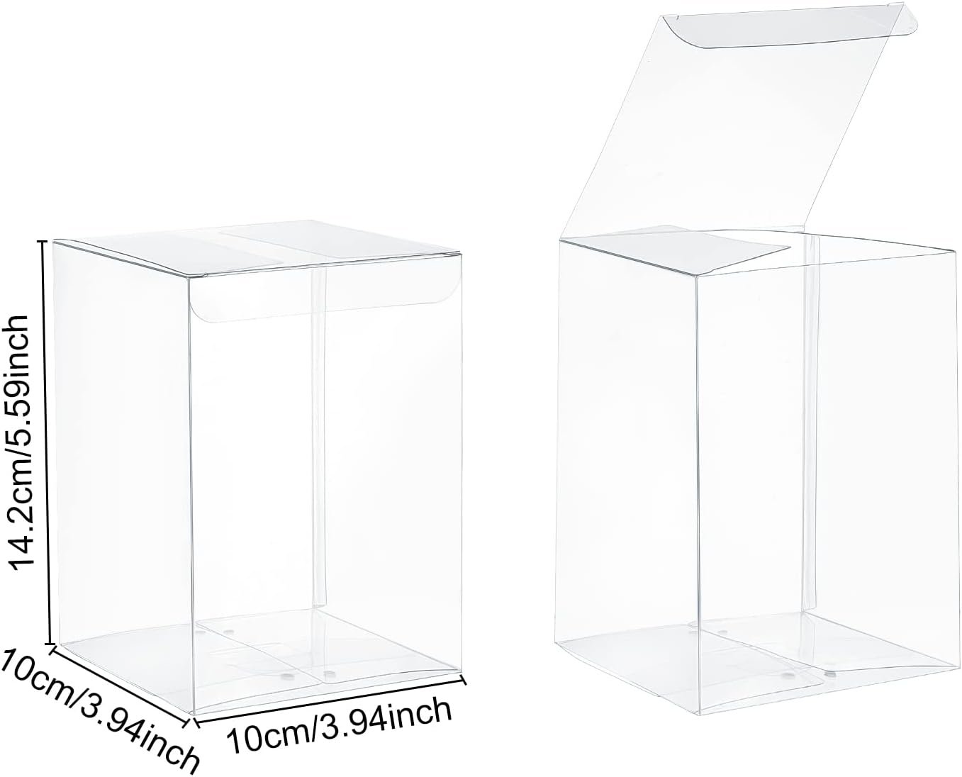 Logo Personalizado Cajas de Regalo Transparentes Rectangulares PVC 3.9x3.9x5.5'' para Fiestas de Boda, Dulces y Muffins, Proveedor de Empaques para el Día de la Madre. Logo Personalizado Cajas de Regalo Transparentes Rectangulares PVC 3.9x3.9x5.5'' para Fiestas de Boda, Dulces y Muffins, Proveedor de Empaques para el Día de la Madre.