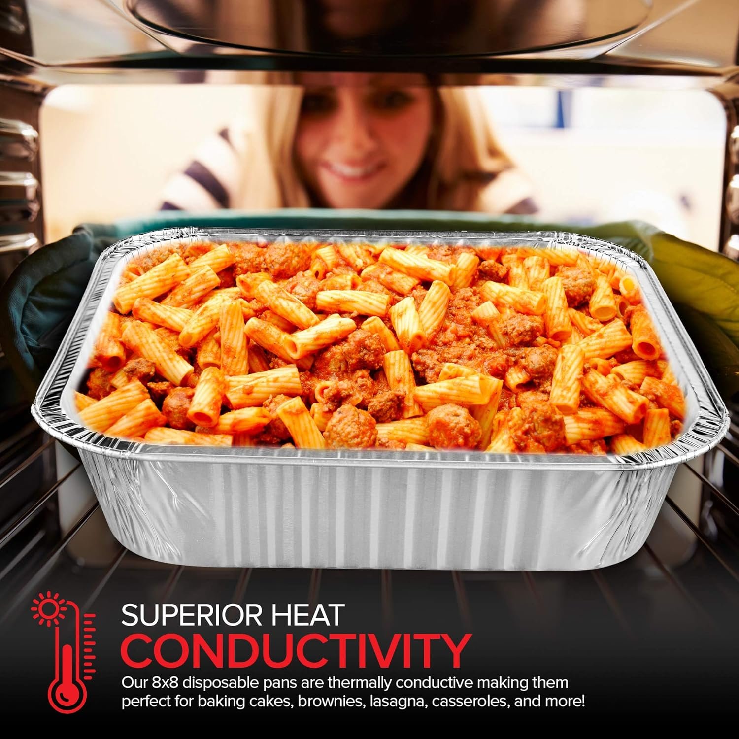 Logo Personalizado - 20 Paquetes de Bandejas de Aluminio Desechables de 8x8 Pulgadas con Tapa, Ideales para Hornear, Cocinar, Calentar, Almacenar y Preparar Alimentos - Marca Blanca de Proveedor