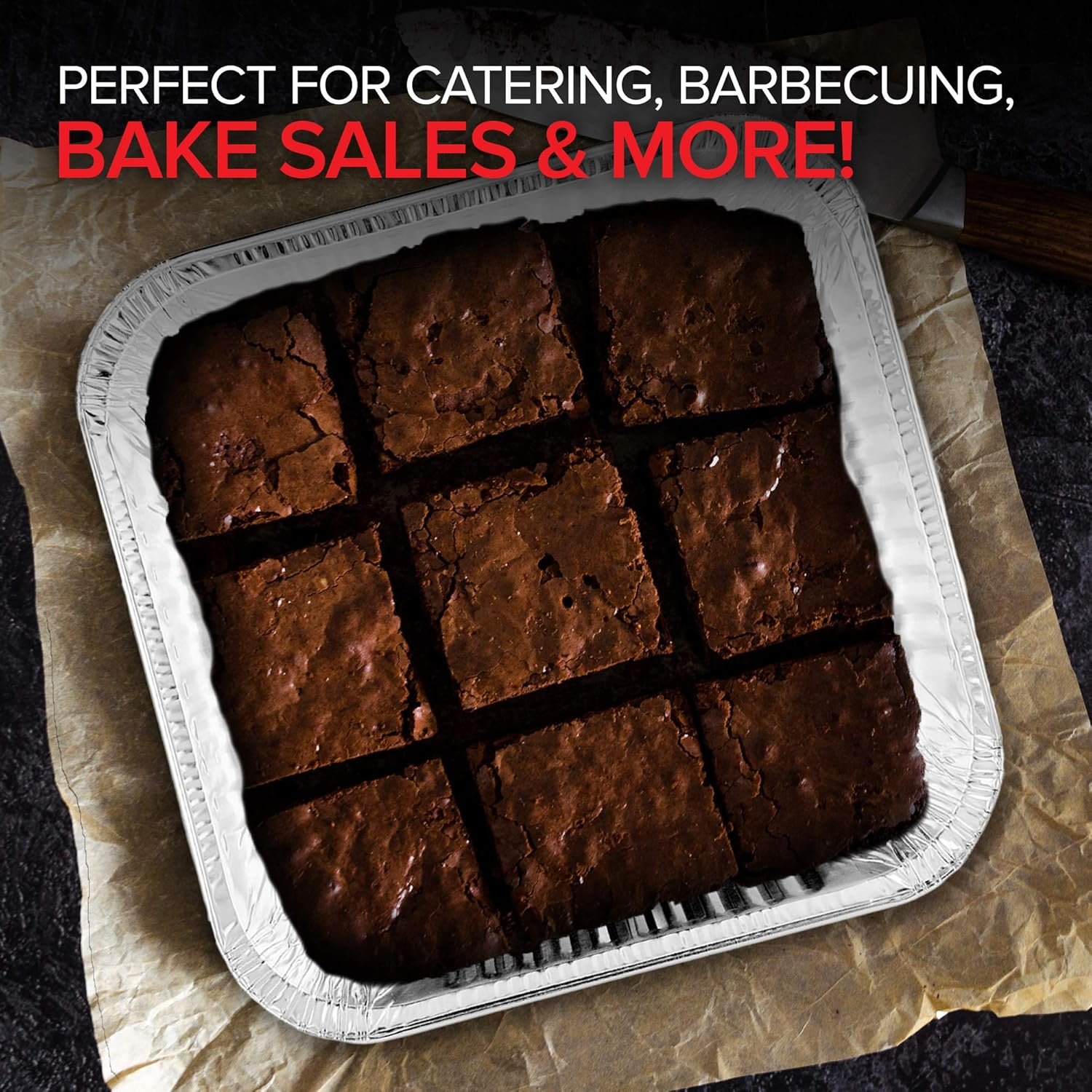 Logo Personalizado - 20 Paquetes de Bandejas de Aluminio Desechables de 8x8 Pulgadas con Tapa, Ideales para Hornear, Cocinar, Calentar, Almacenar y Preparar Alimentos - Marca Blanca de Proveedor