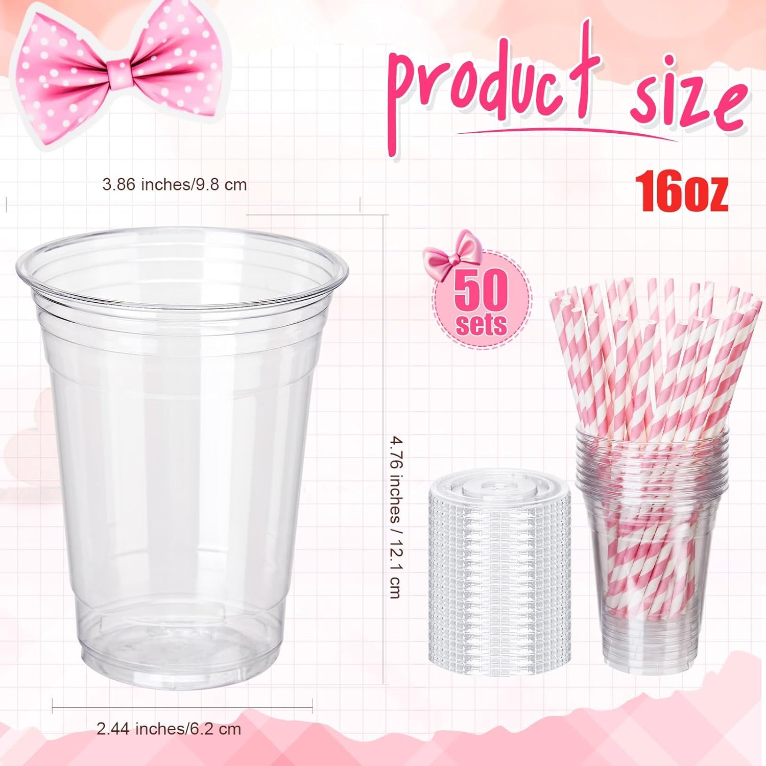 Logo Personalizado Vasos Plásticos Coquette Rosa con Tapa y Popotes Rayados, 16oz Vasos Desechables para Café Helado en Bulk con Etiquetas para Baby Shower, Favores de Boda y Cumpleaños, Proveedor de Suministros para Fiestas Preppy. Logo Personalizado Vasos Plásticos Coquette Rosa con Tapa y Popotes Rayados, 16oz Vasos Desechables para Café Helado en Bulk con Etiquetas para Baby Shower, Favores de Boda y Cumpleaños, Proveedor de Suministros para Fiestas Preppy.