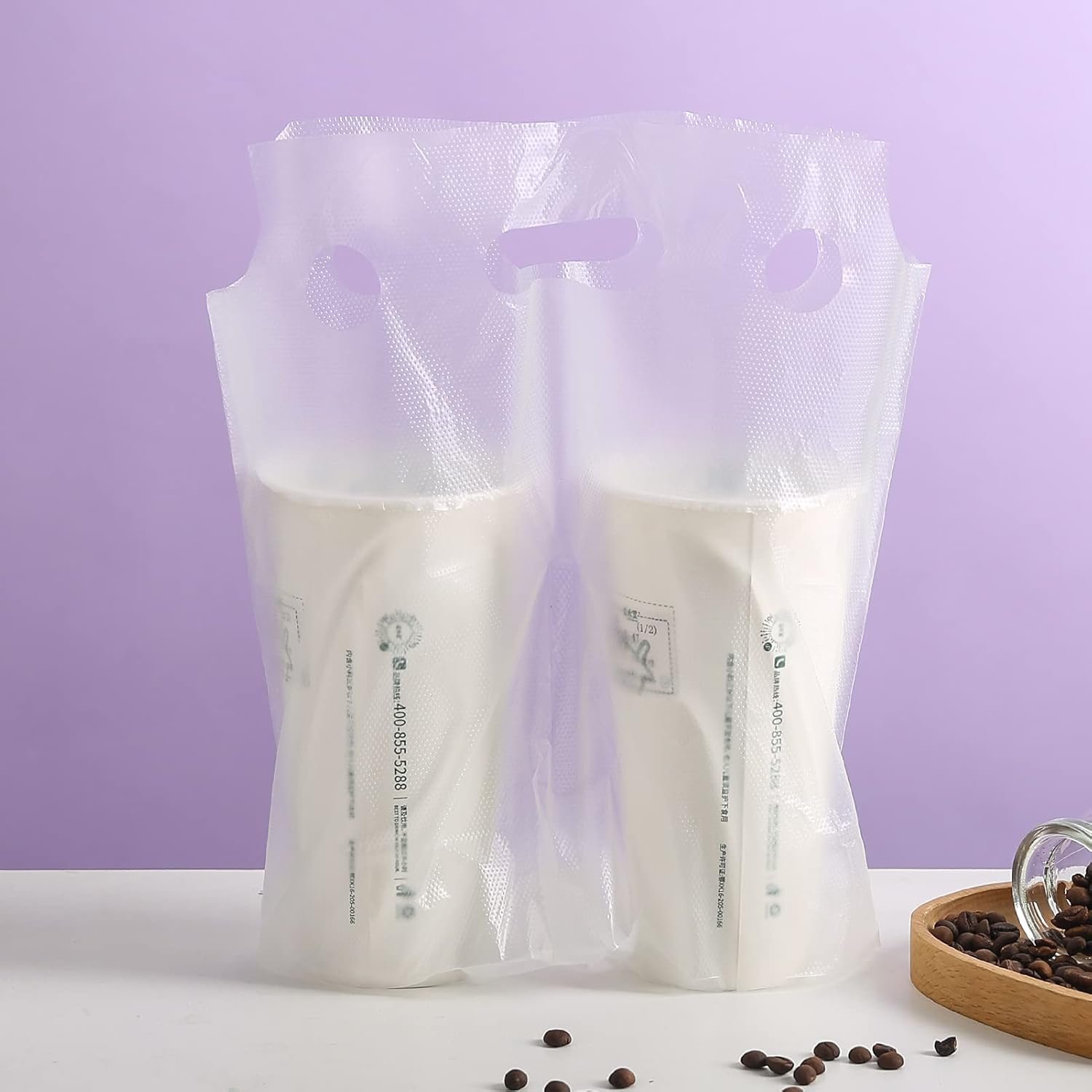 Bolsas de plástico poliéster transparentes con asa, 100 piezas, porta bebidas para entregar y llevar, soporte para vasos de bar y restaurante, suministros para cafeterías (26x30cm), Marca Blanca, Proveedor. Bolsas de plástico poliéster transparentes con asa, 100 piezas, porta bebidas para entregar y llevar, soporte para vasos de bar y restaurante, suministros para cafeterías (26x30cm), Marca Blanca, Proveedor.