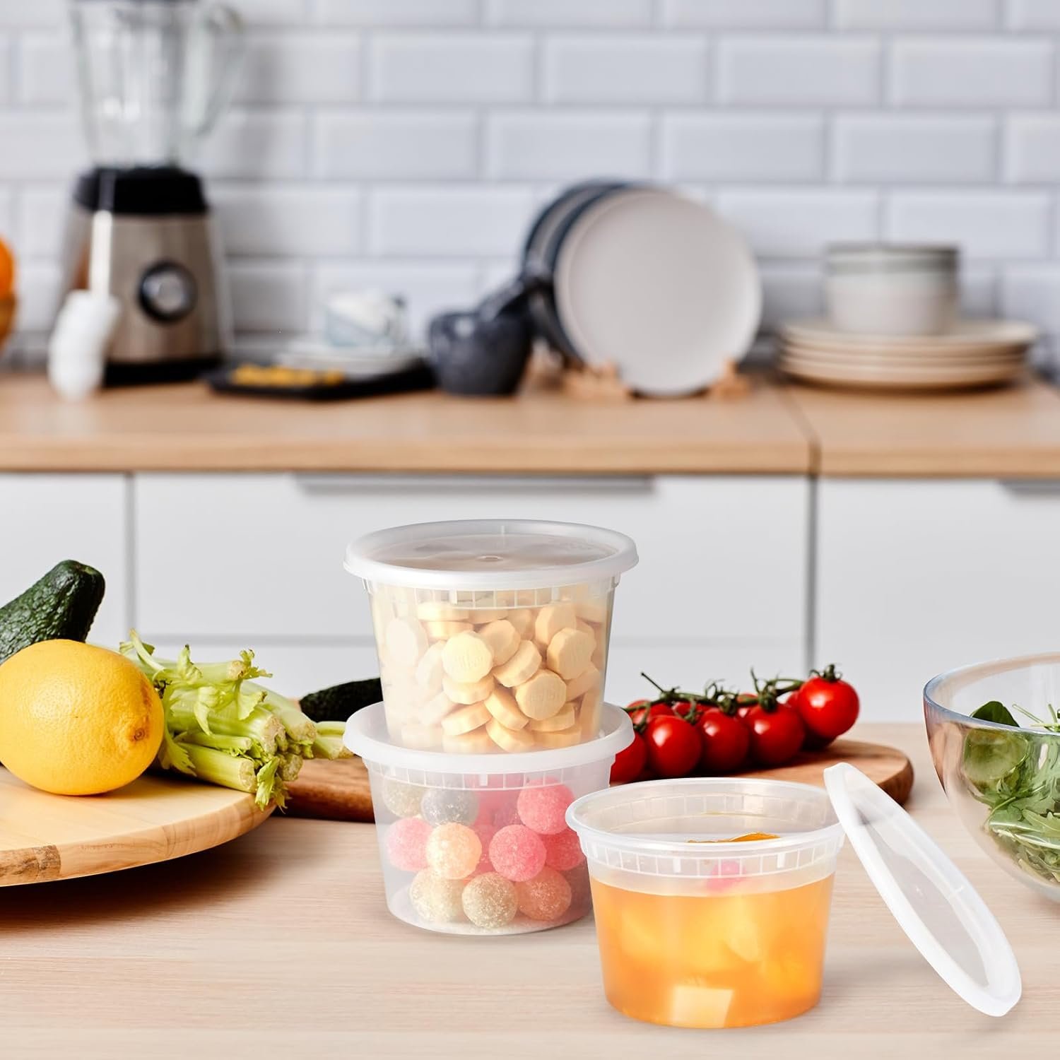 Logo Personalizado - Pack de 24 Recipientes Deli de 16 oz con Tapa, Contenedores de Plástico para Almacenamiento de Alimentos, aptos para Microondas, Congelador y Lavavajillas, Reutilizables y Apilables, Marca Blanca de Fábrica. Logo Personalizado - Pack de 24 Recipientes Deli de 16 oz con Tapa, Contenedores de Plástico para Almacenamiento de Alimentos, aptos para Microondas, Congelador y Lavavajillas, Reutilizables y Apilables, Marca Blanca de Fábrica.