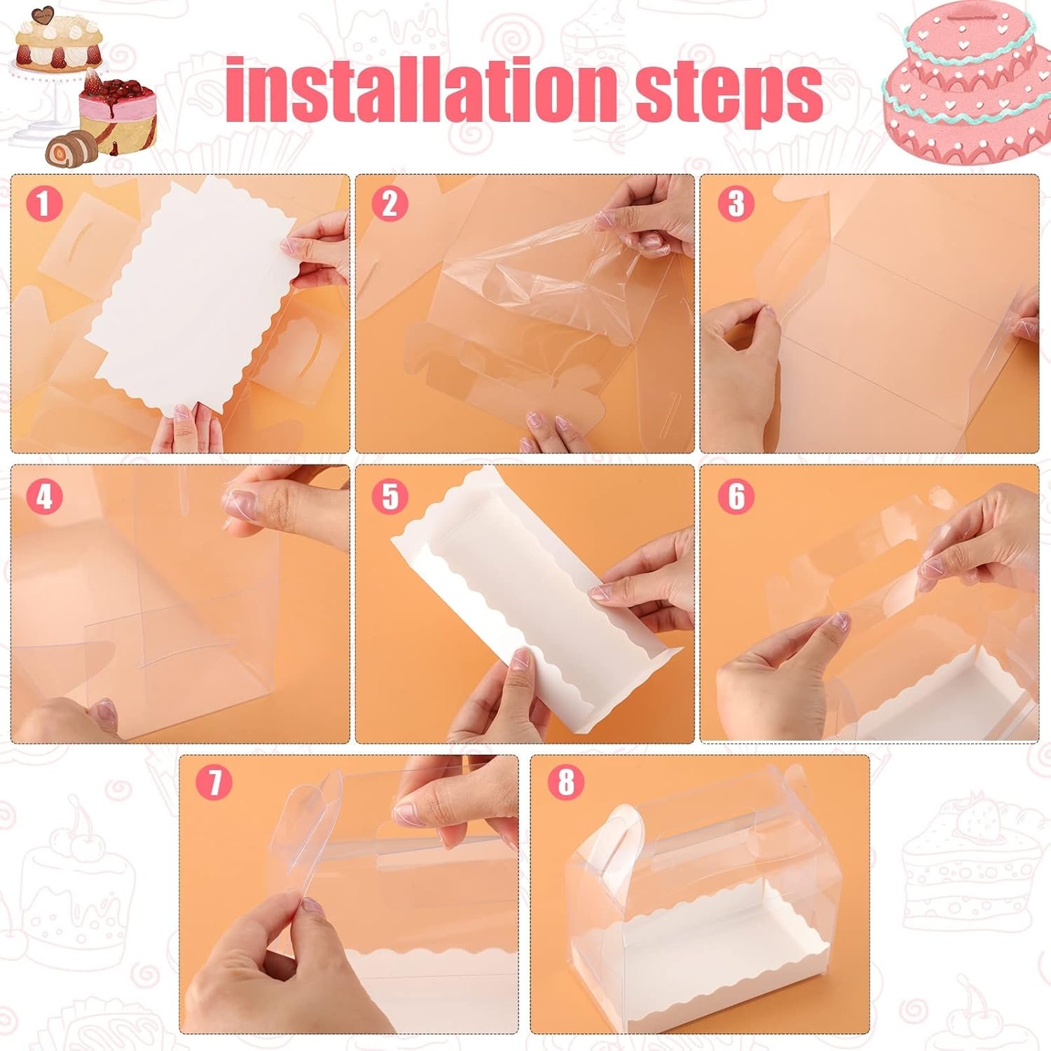 Cajas de Regalo Transparentes de 25 Pcs con Logo Personalizado para Bakery, Cajas Gable para Dulces, Postres, Cookies y Cupcakes, 6.3 x 3.6 x 3.6'', Fabricante de Soluciones para Eventos.