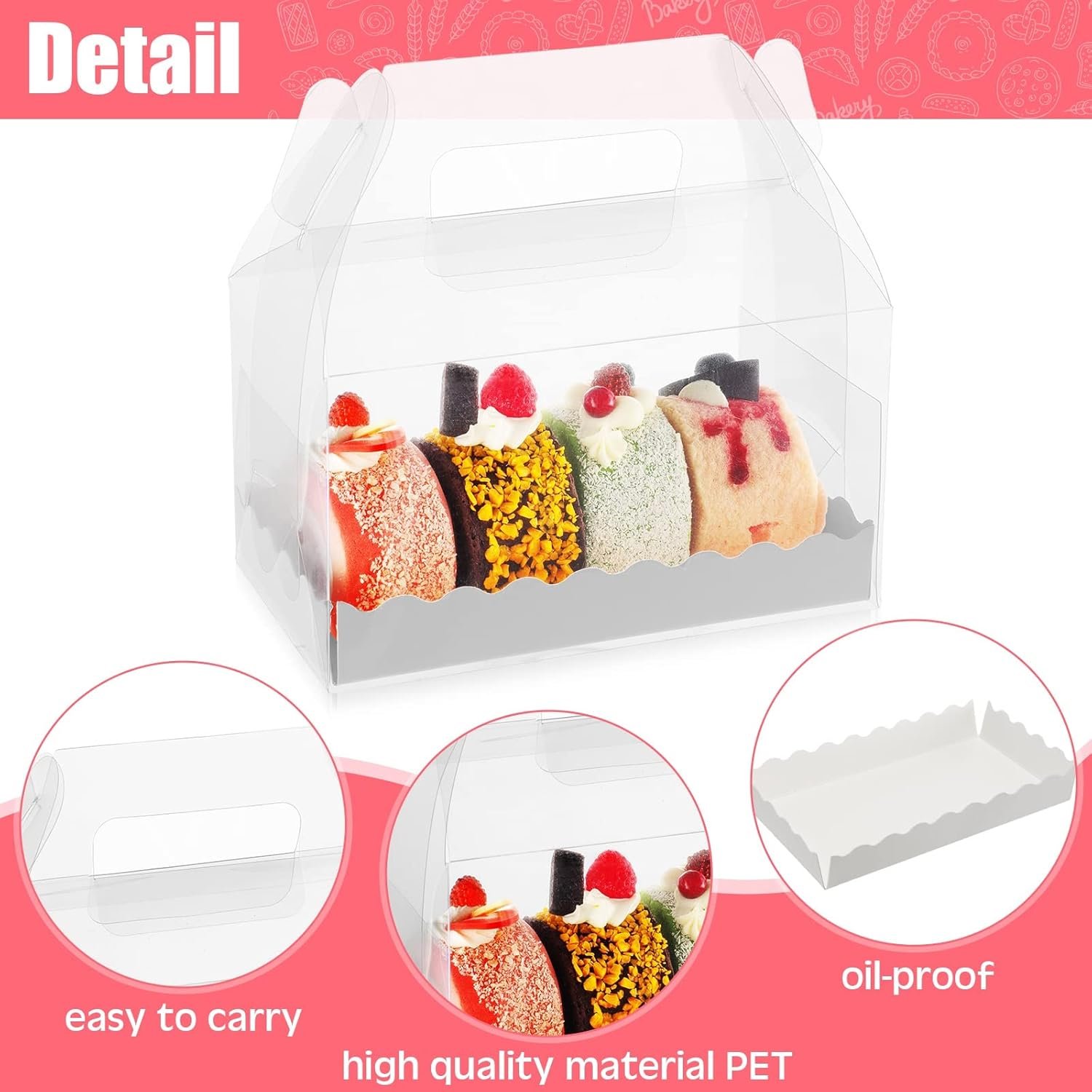 Cajas de Regalo Transparentes de 25 Pcs con Logo Personalizado para Bakery, Cajas Gable para Dulces, Postres, Cookies y Cupcakes, 6.3 x 3.6 x 3.6'', Fabricante de Soluciones para Eventos.