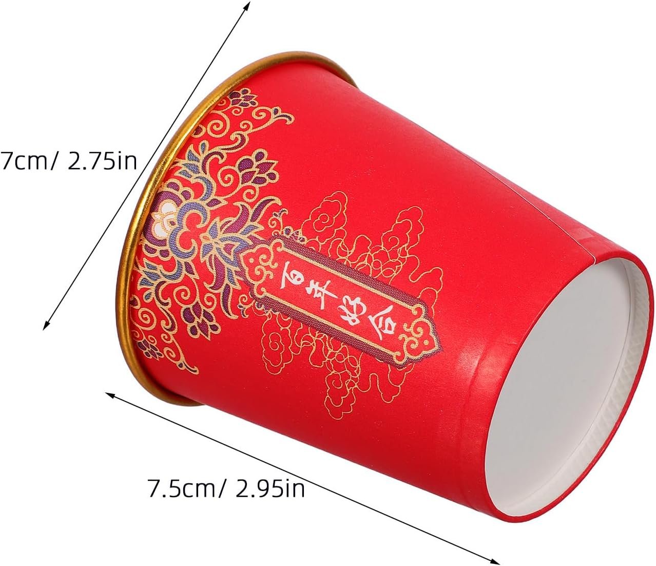 Tazas de papel desechables personalizadas con logo para bodas chinas, perfectas para el té y el café, ideales para decoración de fiestas y banquetes. Calidad garantizada del fabricante, paquete de 100 piezas en color rojo y dorado.