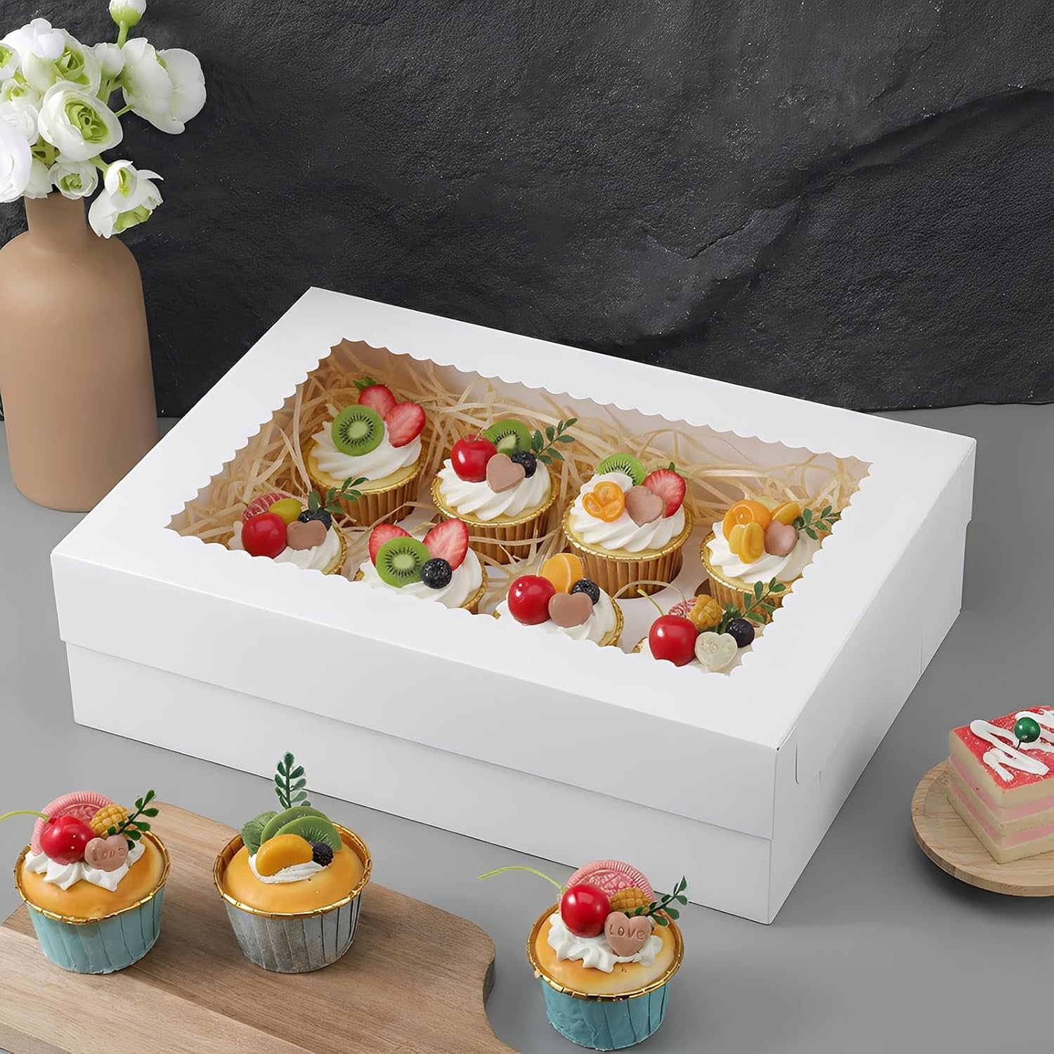 Logo Personalizado de Cajas para Pasteles 10 Pack 14x10x4 Pulgadas con Ventana Grande, Cajas Rectangulares para Pasteles de Media Hoja, Marca Blanca para Empaque de Pasteles, Donas, Cupcakes y Tartas de Fábrica. Logo Personalizado de Cajas para Pasteles 10 Pack 14x10x4 Pulgadas con Ventana Grande, Cajas Rectangulares para Pasteles de Media Hoja, Marca Blanca para Empaque de Pasteles, Donas, Cupcakes y Tartas de Fábrica.