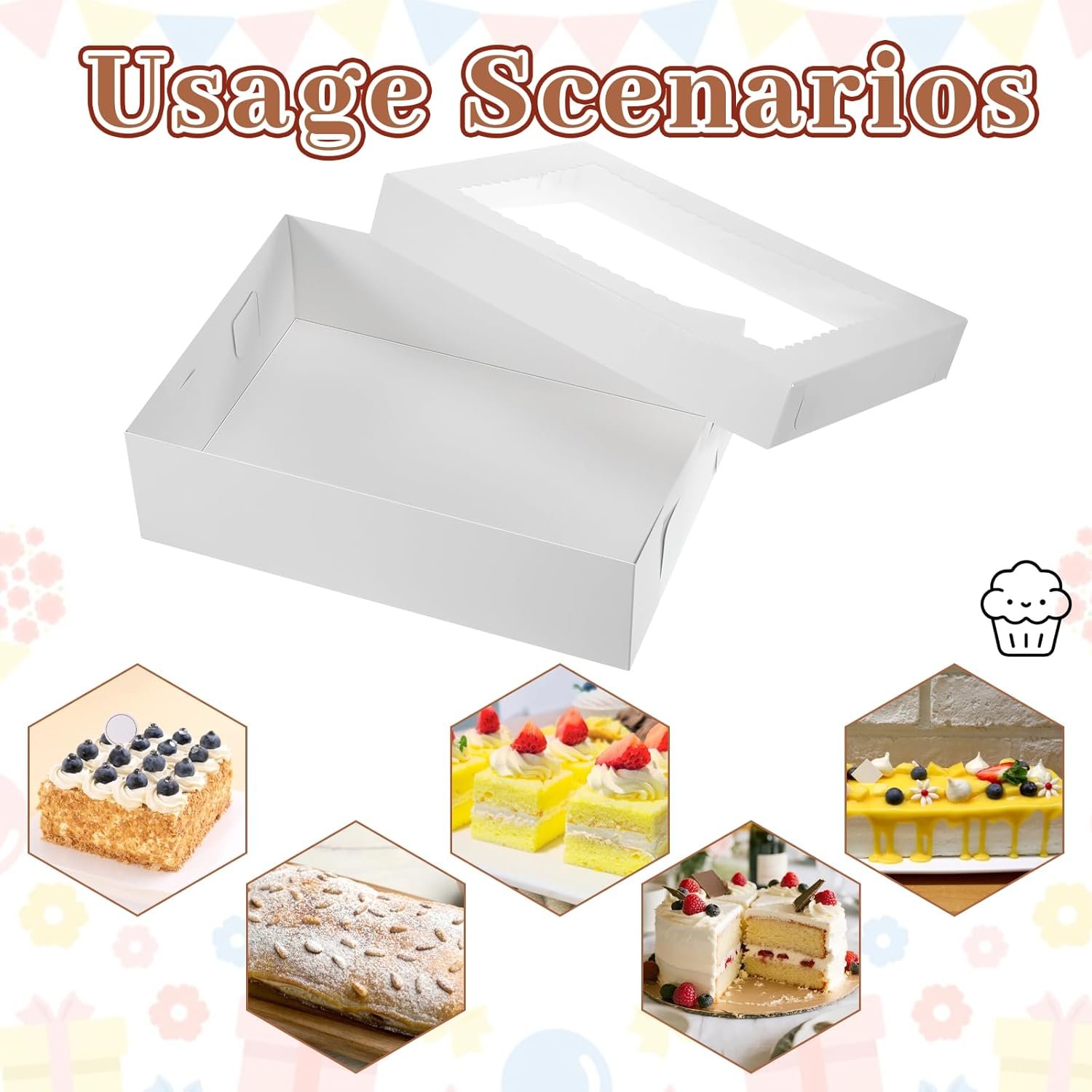 Logo Personalizado de Cajas para Pasteles 10 Pack 14x10x4 Pulgadas con Ventana Grande, Cajas Rectangulares para Pasteles de Media Hoja, Marca Blanca para Empaque de Pasteles, Donas, Cupcakes y Tartas de Fábrica. Logo Personalizado de Cajas para Pasteles 10 Pack 14x10x4 Pulgadas con Ventana Grande, Cajas Rectangulares para Pasteles de Media Hoja, Marca Blanca para Empaque de Pasteles, Donas, Cupcakes y Tartas de Fábrica.