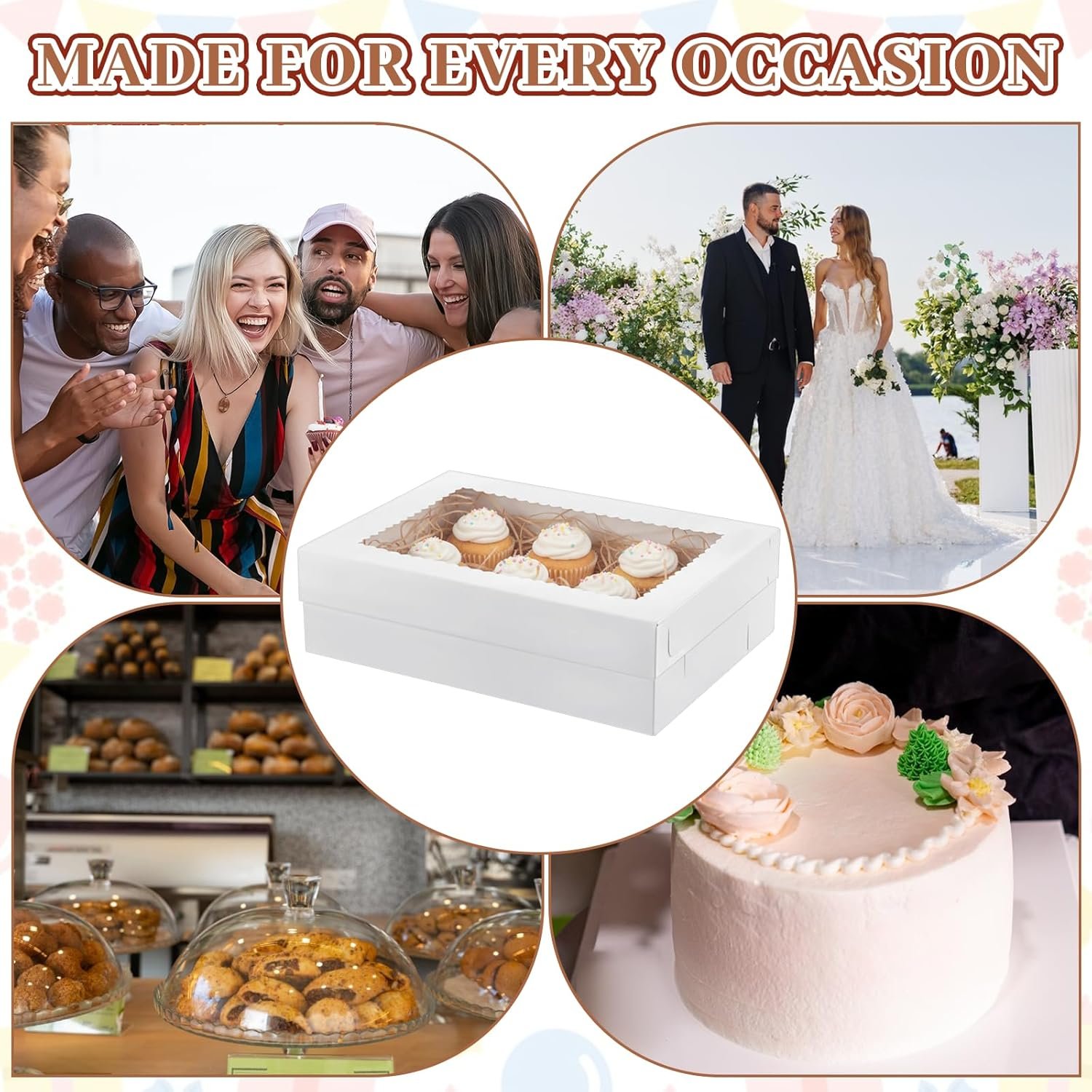 Logo Personalizado de Cajas para Pasteles 10 Pack 14x10x4 Pulgadas con Ventana Grande, Cajas Rectangulares para Pasteles de Media Hoja, Marca Blanca para Empaque de Pasteles, Donas, Cupcakes y Tartas de Fábrica. Logo Personalizado de Cajas para Pasteles 10 Pack 14x10x4 Pulgadas con Ventana Grande, Cajas Rectangulares para Pasteles de Media Hoja, Marca Blanca para Empaque de Pasteles, Donas, Cupcakes y Tartas de Fábrica.