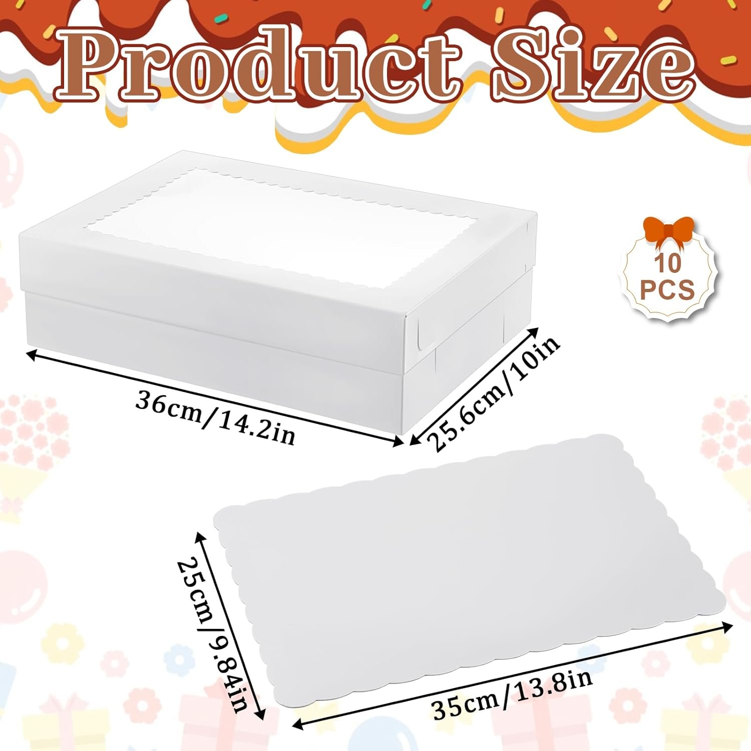 Logo Personalizado de Cajas para Pasteles 10 Pack 14x10x4 Pulgadas con Ventana Grande, Cajas Rectangulares para Pasteles de Media Hoja, Marca Blanca para Empaque de Pasteles, Donas, Cupcakes y Tartas de Fábrica. Logo Personalizado de Cajas para Pasteles 10 Pack 14x10x4 Pulgadas con Ventana Grande, Cajas Rectangulares para Pasteles de Media Hoja, Marca Blanca para Empaque de Pasteles, Donas, Cupcakes y Tartas de Fábrica.