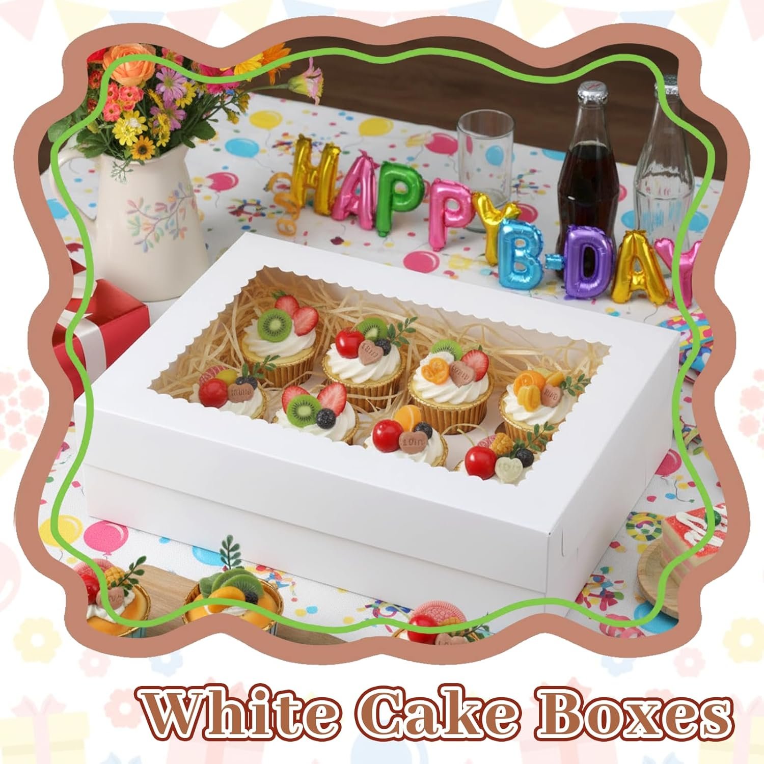 Logo Personalizado de Cajas para Pasteles 10 Pack 14x10x4 Pulgadas con Ventana Grande, Cajas Rectangulares para Pasteles de Media Hoja, Marca Blanca para Empaque de Pasteles, Donas, Cupcakes y Tartas de Fábrica. Logo Personalizado de Cajas para Pasteles 10 Pack 14x10x4 Pulgadas con Ventana Grande, Cajas Rectangulares para Pasteles de Media Hoja, Marca Blanca para Empaque de Pasteles, Donas, Cupcakes y Tartas de Fábrica.