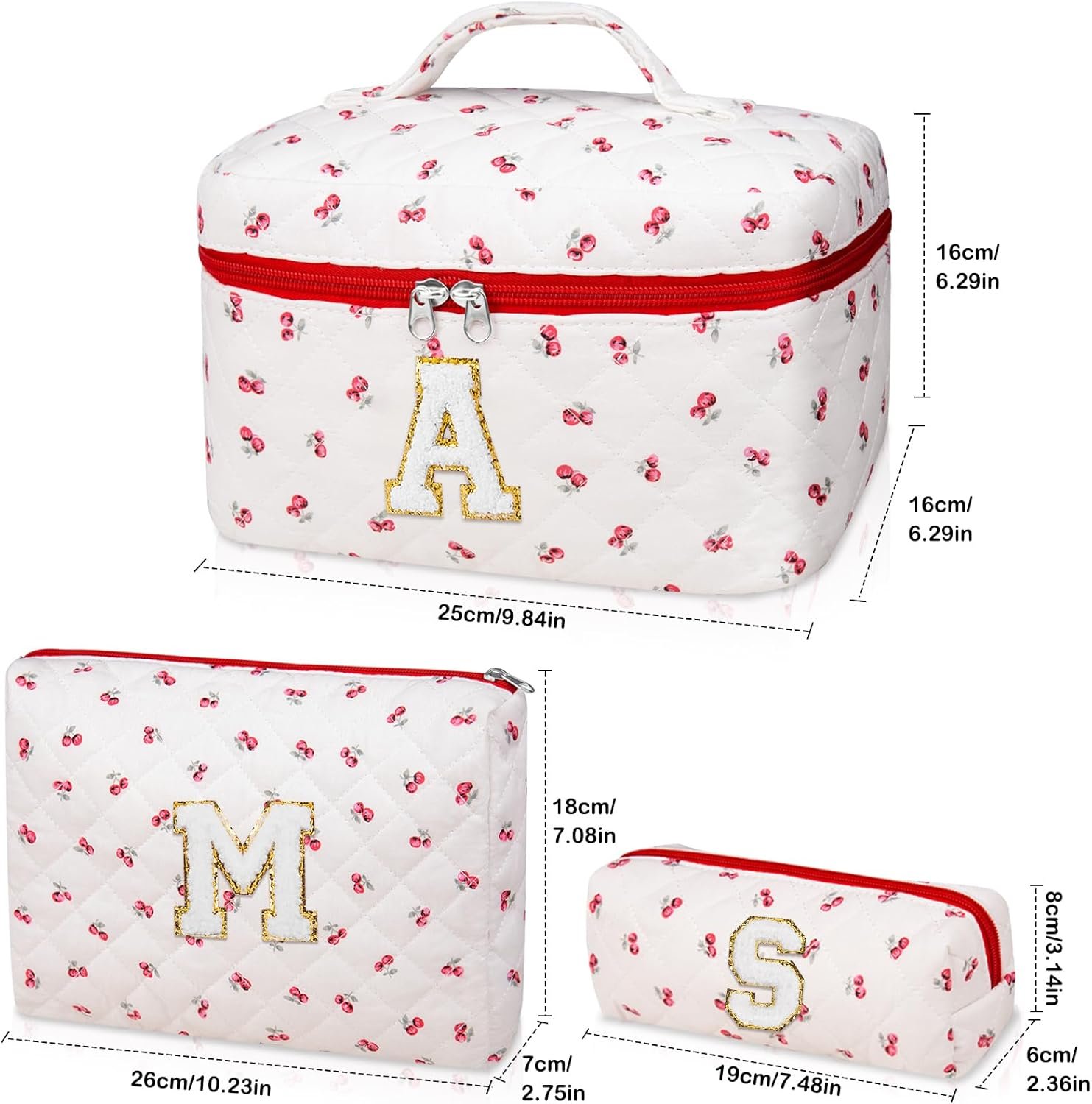 Logo Personalizado Set de Neceseres de Maquillaje, Bolso de Cosméticos Floral Grande para Mujeres, Divertidos Neceser de Algodón Personalizados, Bolso de Aseo de Viaje para Regalo de adolescente, Fabricante de Productos Trendy.