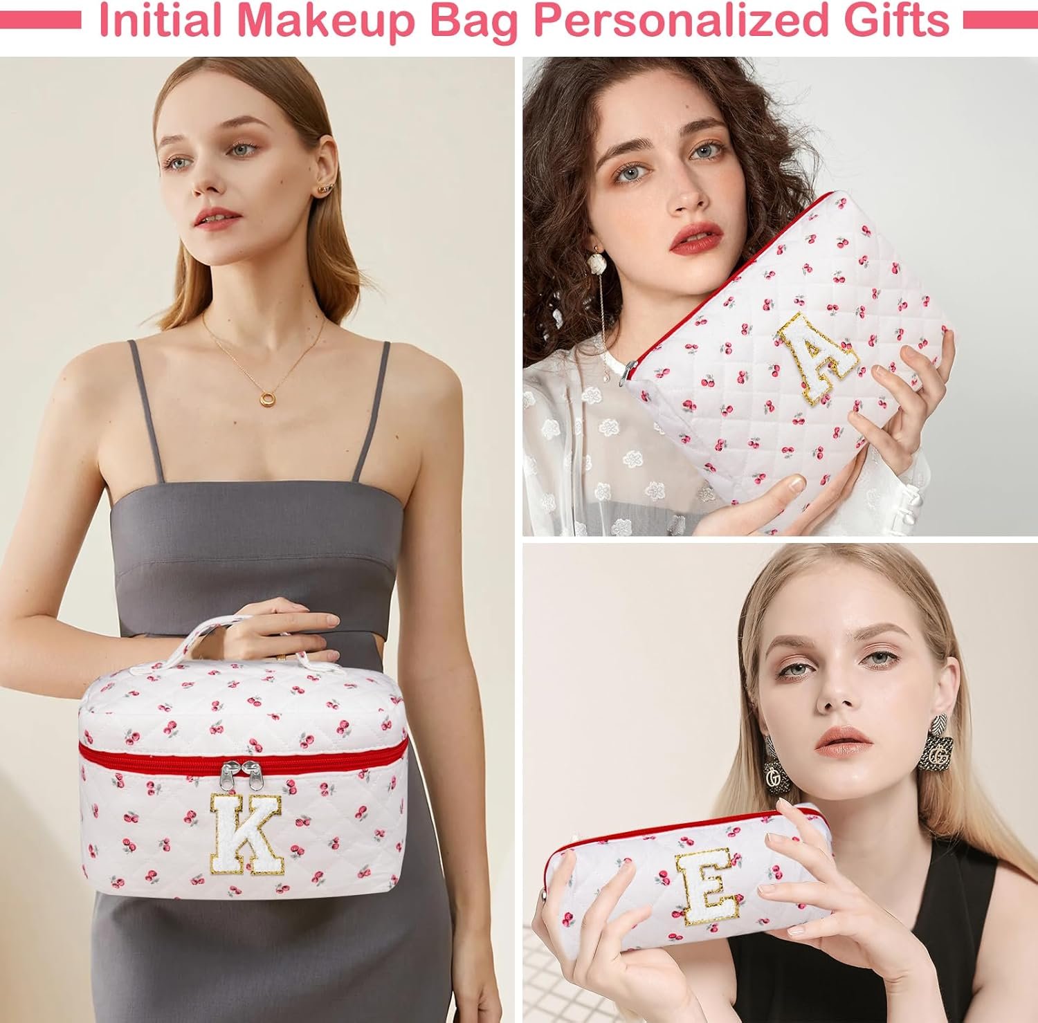 Logo Personalizado Set de Neceseres de Maquillaje, Bolso de Cosméticos Floral Grande para Mujeres, Divertidos Neceser de Algodón Personalizados, Bolso de Aseo de Viaje para Regalo de adolescente, Fabricante de Productos Trendy.