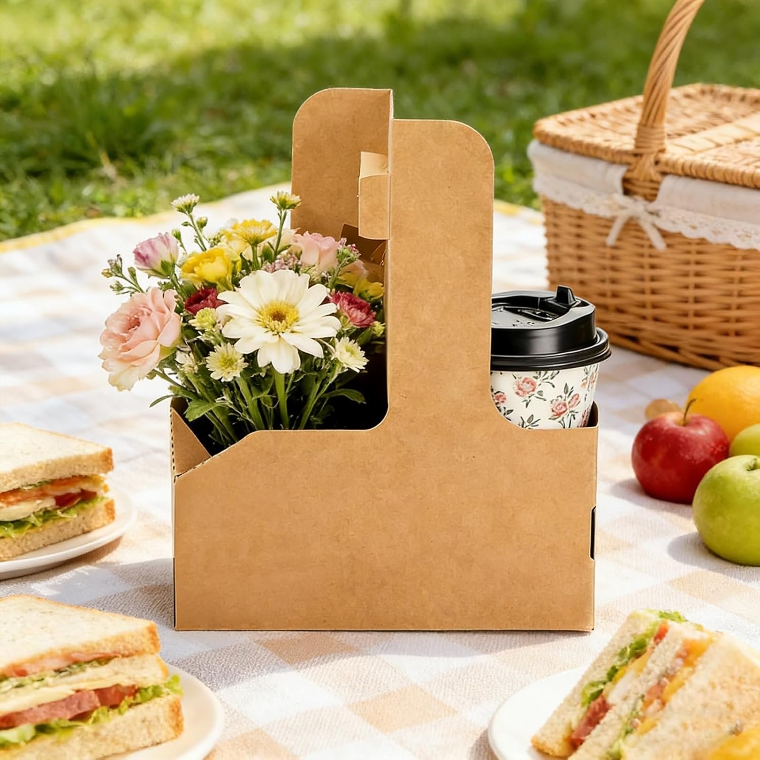 Logo Personalizado Paquete de 50 Soportes de Bebidas de 2 Tazas con Asa para Café y Bebidas, Portátil para Entregas, Marca Blanca, Proveedor de Cartón Kraft. Logo Personalizado Paquete de 50 Soportes de Bebidas de 2 Tazas con Asa para Café y Bebidas, Portátil para Entregas, Marca Blanca, Proveedor de Cartón Kraft.