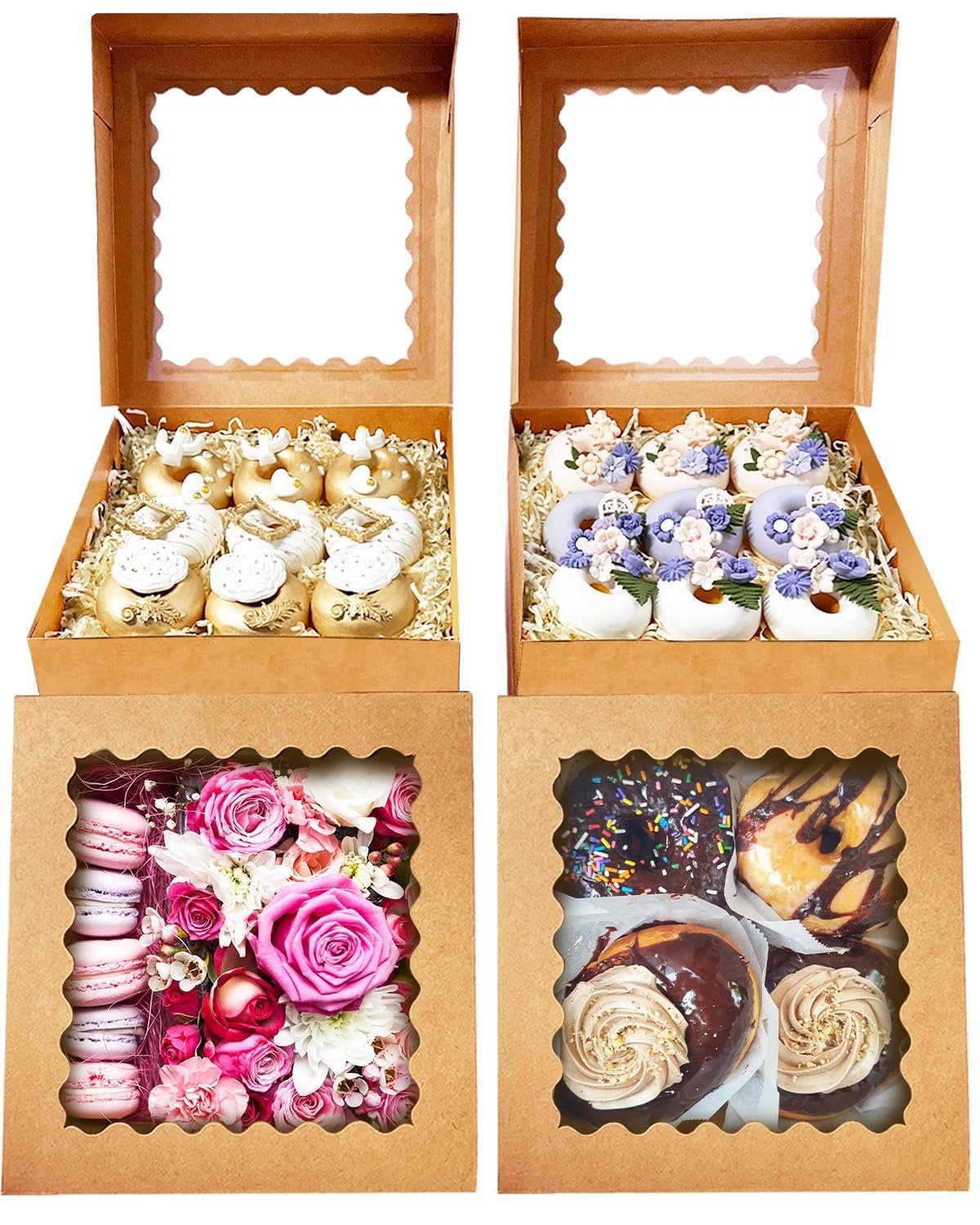 Caja para Pasteles de 55 piezas con Ventana 8x8x2.5 pulgadas, Ideal para Macarons y Galletas, Marca Blanca, Ensamble Fácil, Proveedor confiable. Caja para Pasteles de 55 piezas con Ventana 8x8x2.5 pulgadas, Ideal para Macarons y Galletas, Marca Blanca, Ensamble Fácil, Proveedor confiable.