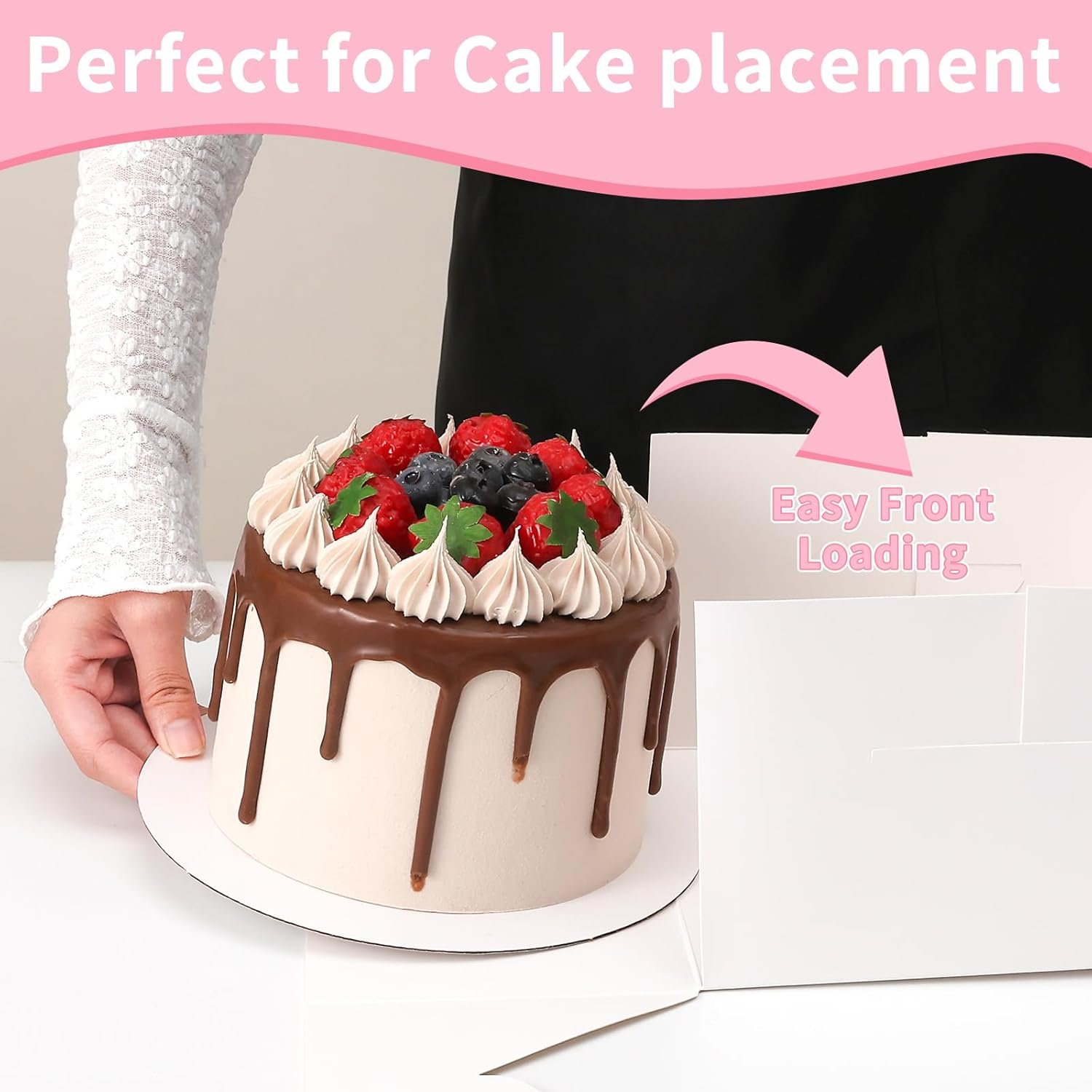 Logo Personalizado para Cajas de Pasteles Pequeñas 28 Packs 9x9x5 Pulgadas, Cajas de Repostería Blancas con Ventana, Contenedores de Pastel de 9 Pulgadas con Tapas para Cheesecake, Fiestas de Pascua y Día de la Madre, Proveedor de Envases.