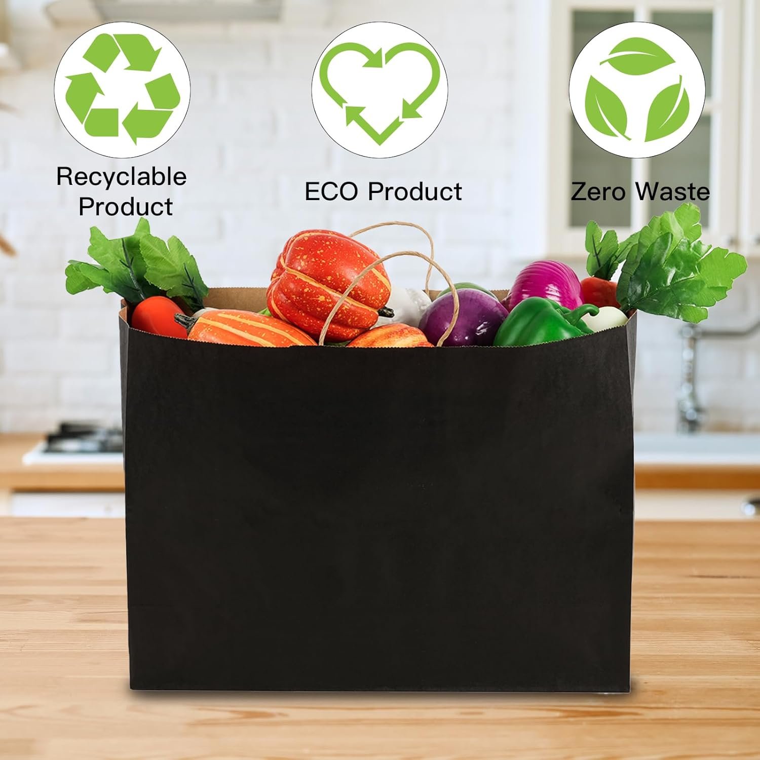 Bolsas de papel negro con asas de 60 piezas 16x6x12 pulgadas, ideales para regalos, comercio y tiendas minoristas, con opción de Logo Personalizado, Marca Blanca y Fábrica.