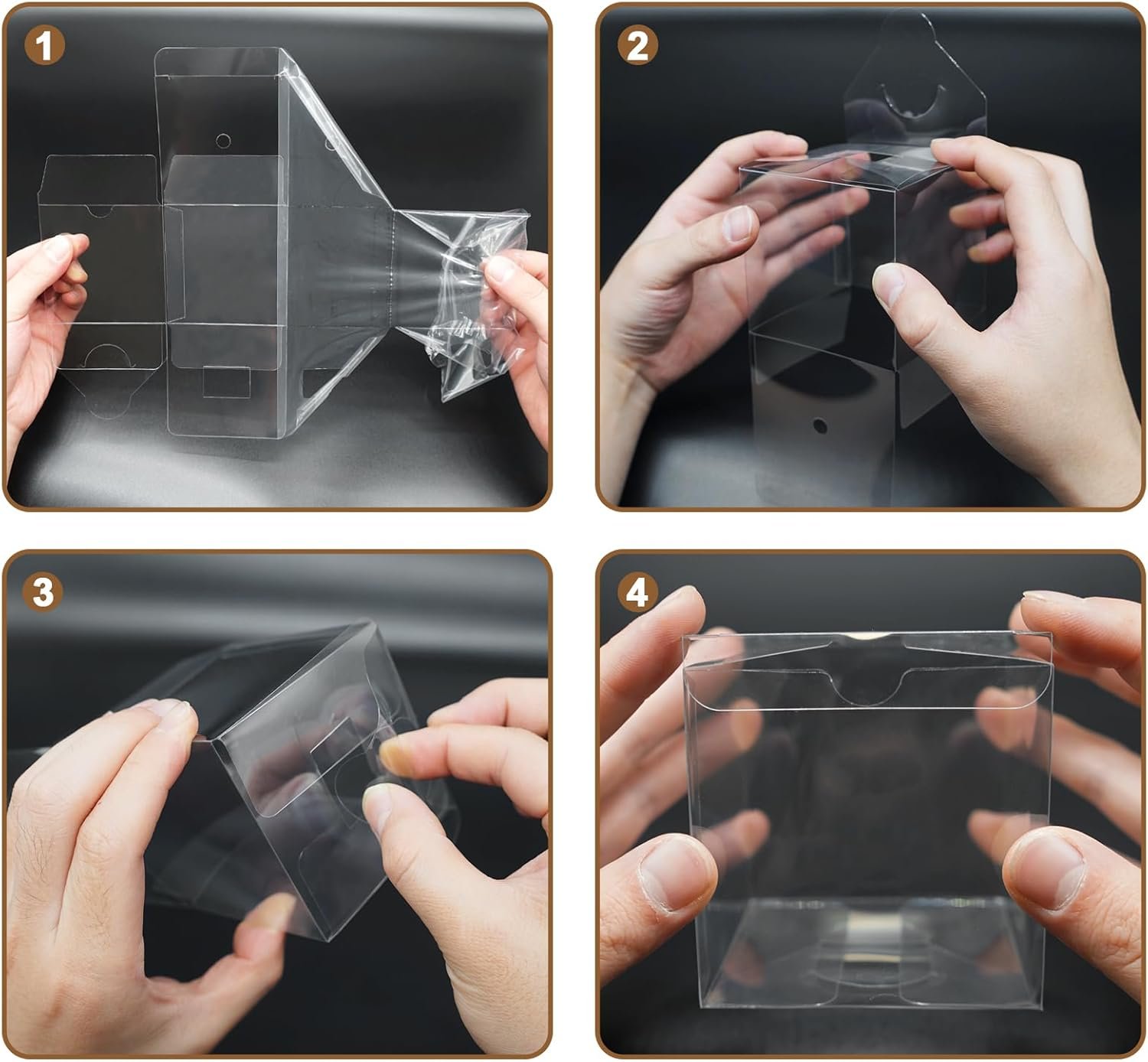 Cajas de Favor Claras de 3x3x3 Pulgadas para Bombas de Chocolate, Cajas de Regalo, Cajas de Cupcake y Macaron con Logo Personalizado, Perfectas para Cumpleaños, Bodas y Eventos, Disponibles en Fábrica.