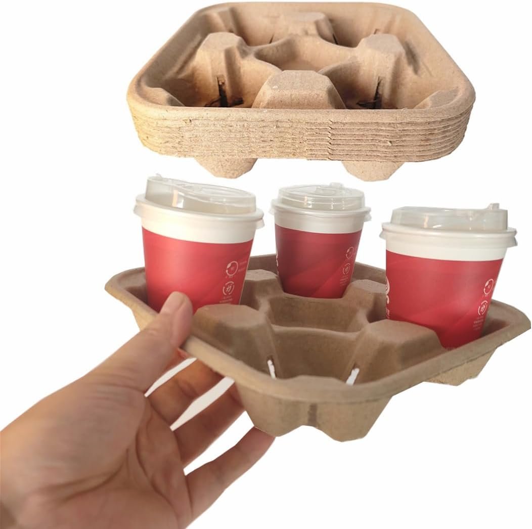 Logo Personalizado Bandejas Portavasos Desechables para 4 Tazas, Bandejas de Fibra de Pulpa Biodegradables, Soporte para Bebidas Calientes y Frías sin Derrames, Ideal para Entregas de Comida, Restaurantes y Cafés, Proveedor (Paquete de 36) Logo Personalizado Bandejas Portavasos Desechables para 4 Tazas, Bandejas de Fibra de Pulpa Biodegradables, Soporte para Bebidas Calientes y Frías sin Derrames, Ideal para Entregas de Comida, Restaurantes y Cafés, Proveedor (Paquete de 36)