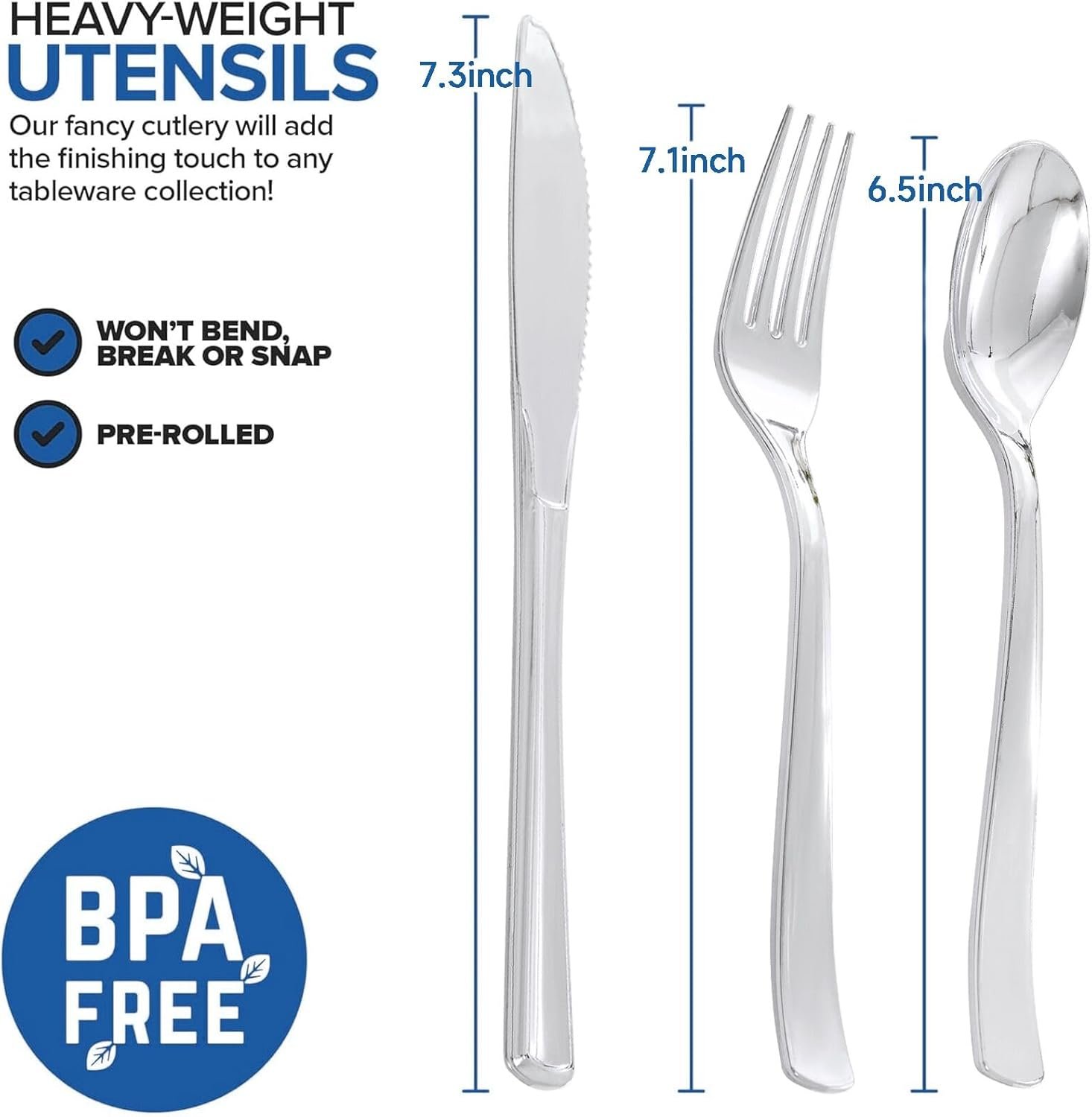 Sets de Cubiertos Desechables de Plástico Plata 400PCS - Incluye 100 Utensilios Envueltos con Servilletas para Fiestas y Bodas - Marca Blanca de Proveedor Fábrica Sets de Cubiertos Desechables de Plástico Plata 400PCS - Incluye 100 Utensilios Envueltos con Servilletas para Fiestas y Bodas - Marca Blanca de Proveedor Fábrica