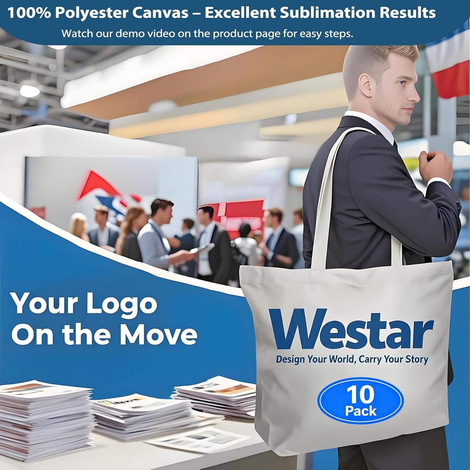 Logo Personalizado Mochilas Tote de Sublimación en Blanco, Bolsa Grande de Lona de Poliéster de 12 oz con Cremallera y Asas Largas, Fabricante para Compras Reutilizables. Logo Personalizado Mochilas Tote de Sublimación en Blanco, Bolsa Grande de Lona de Poliéster de 12 oz con Cremallera y Asas Largas, Fabricante para Compras Reutilizables.