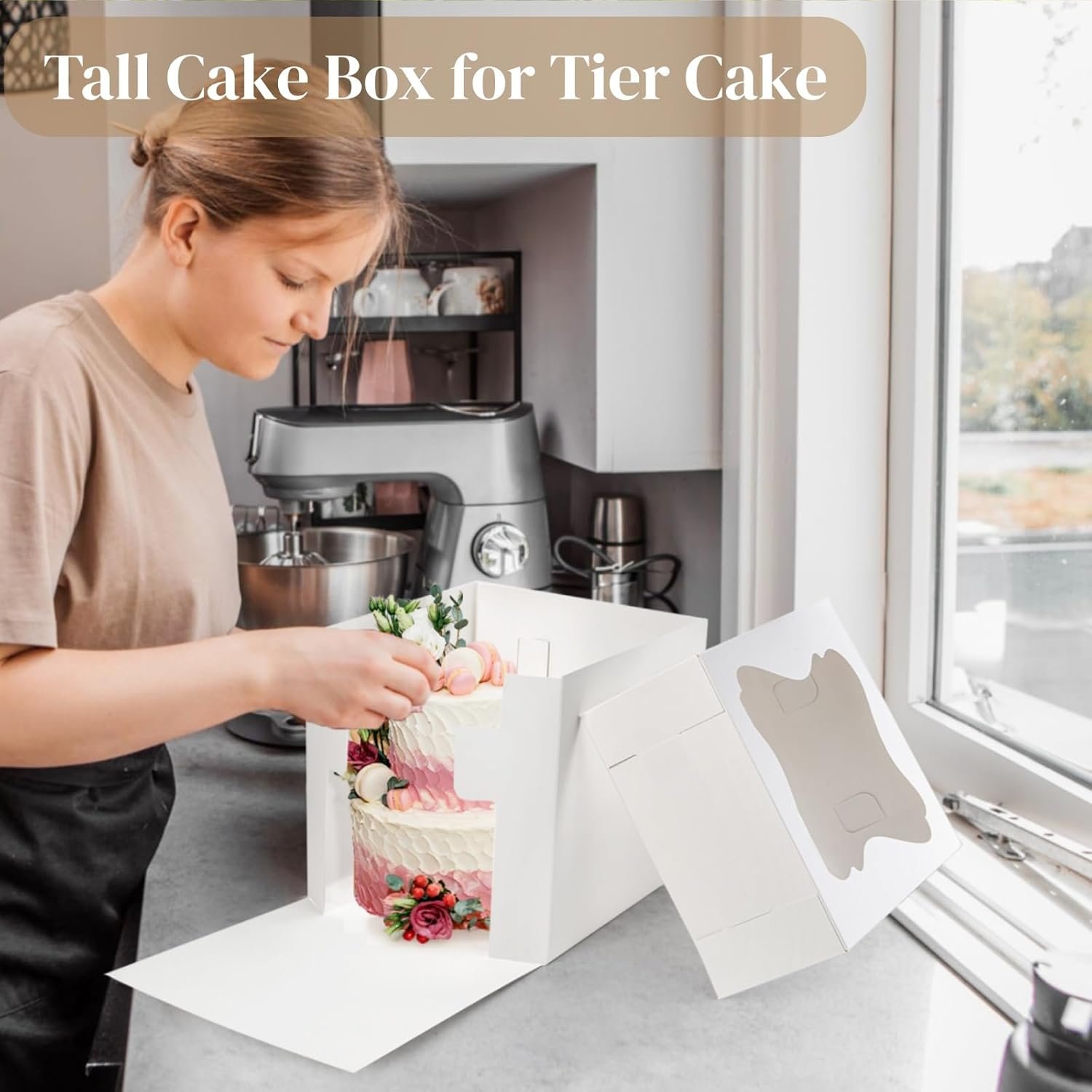 Logo Personalizado Cajas de Pasteles Altas de 15 PCS, Caja de Pastel Cuadrada con Ventana en 3 Tamaños 12x12x12, 10x10x10, 8x8x8 Pulgadas, Contenedor de Pastelería de Cartón, Marca Blanca para Llevado de Postres, Proveedor de Soluciones para Bodas y Cumpleaños. Logo Personalizado Cajas de Pasteles Altas de 15 PCS, Caja de Pastel Cuadrada con Ventana en 3 Tamaños 12x12x12, 10x10x10, 8x8x8 Pulgadas, Contenedor de Pastelería de Cartón, Marca Blanca para Llevado de Postres, Proveedor de Soluciones para Bodas y Cumpleaños.