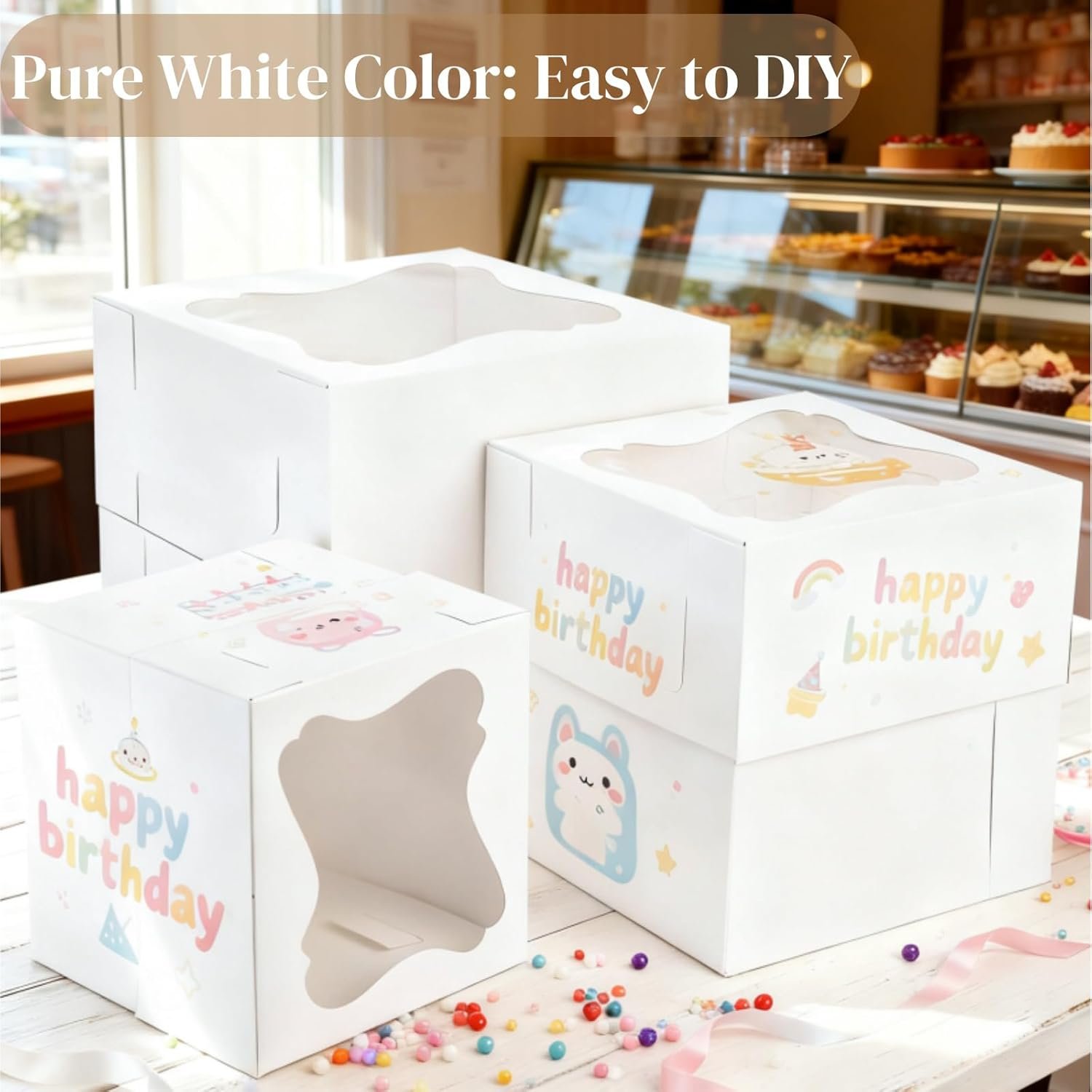 Logo Personalizado Cajas de Pasteles Altas de 15 PCS, Caja de Pastel Cuadrada con Ventana en 3 Tamaños 12x12x12, 10x10x10, 8x8x8 Pulgadas, Contenedor de Pastelería de Cartón, Marca Blanca para Llevado de Postres, Proveedor de Soluciones para Bodas y Cumpleaños. Logo Personalizado Cajas de Pasteles Altas de 15 PCS, Caja de Pastel Cuadrada con Ventana en 3 Tamaños 12x12x12, 10x10x10, 8x8x8 Pulgadas, Contenedor de Pastelería de Cartón, Marca Blanca para Llevado de Postres, Proveedor de Soluciones para Bodas y Cumpleaños.