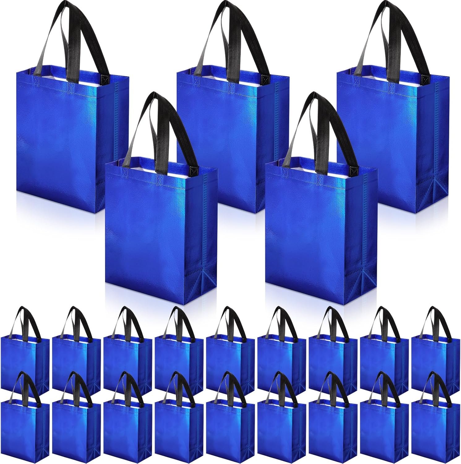 Logo Personalizado Sets de 80 Bolsas de Regalo Reutilizables y Brillantes con Asa para Eventos de Ramadan, Pascua, Bodas, Primavera (10 x 8 x 4.7 Pulgadas, Azul) de Fábrica