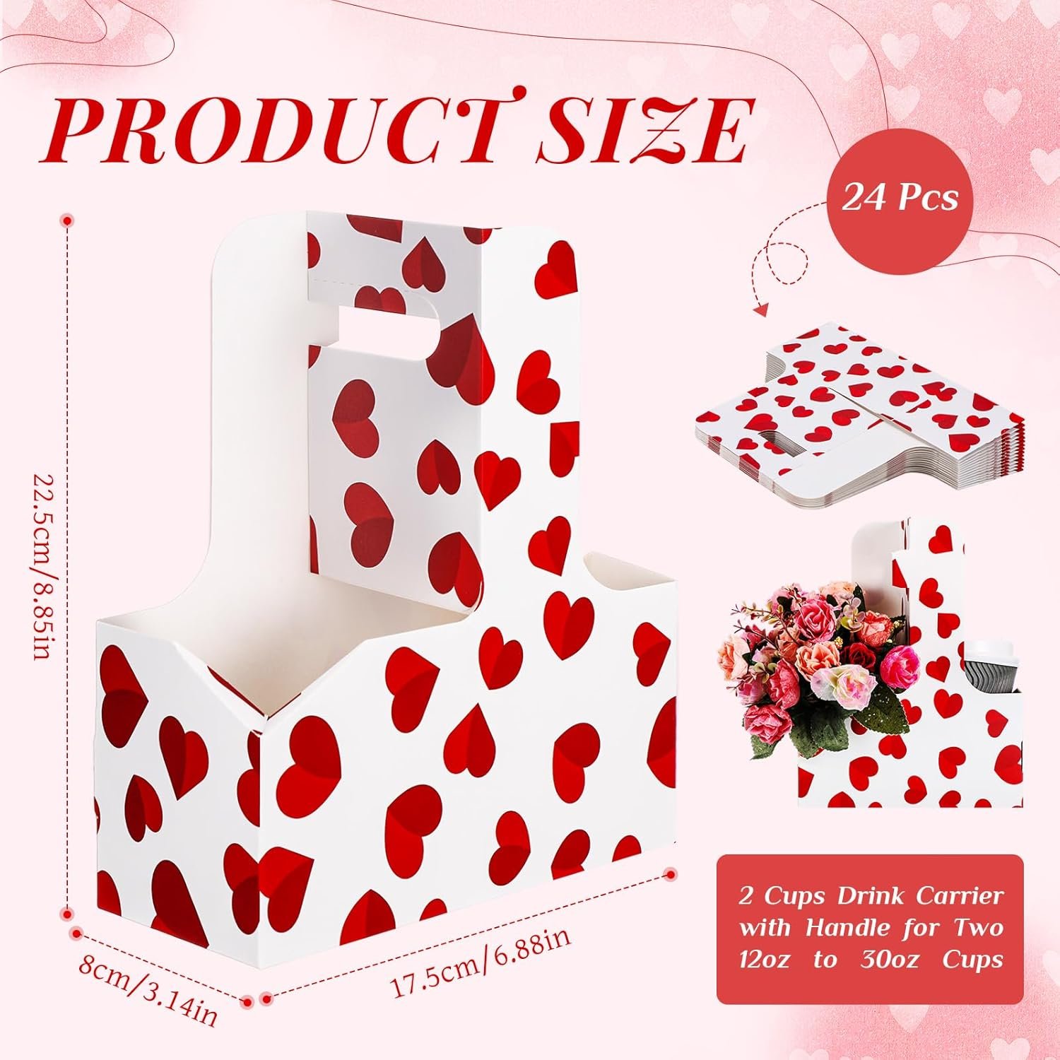 Logo Personalizado 24 Pcs Soporte de Bebidas con Asas en Forma de Corazón Rojo, Portable y Desechable, Ideal para Café y Bebidas Frías, Marca Blanca, Proveedor de Suministros para Fiestas Galentines. Logo Personalizado 24 Pcs Soporte de Bebidas con Asas en Forma de Corazón Rojo, Portable y Desechable, Ideal para Café y Bebidas Frías, Marca Blanca, Proveedor de Suministros para Fiestas Galentines.