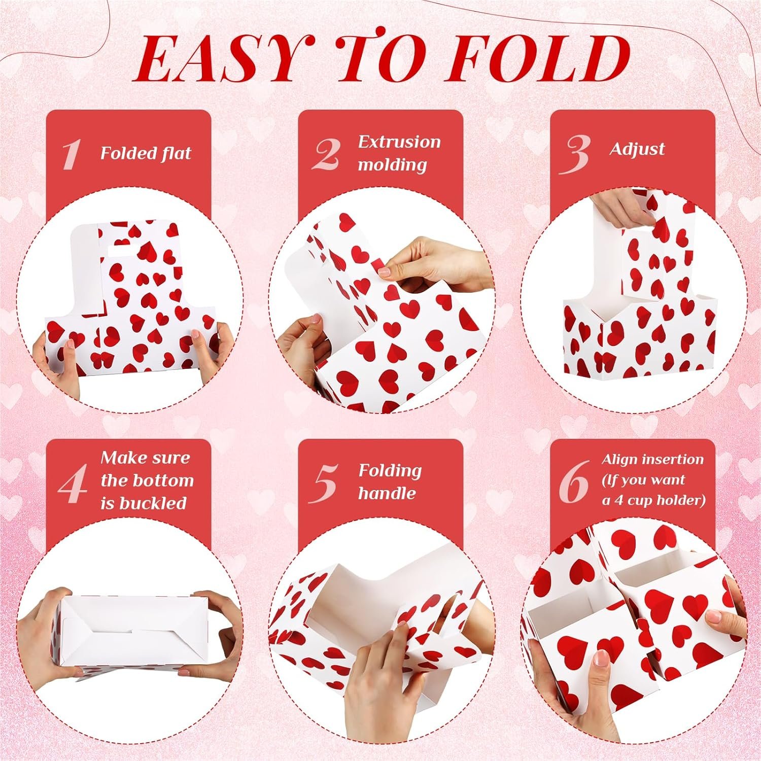 Logo Personalizado 24 Pcs Soporte de Bebidas con Asas en Forma de Corazón Rojo, Portable y Desechable, Ideal para Café y Bebidas Frías, Marca Blanca, Proveedor de Suministros para Fiestas Galentines. Logo Personalizado 24 Pcs Soporte de Bebidas con Asas en Forma de Corazón Rojo, Portable y Desechable, Ideal para Café y Bebidas Frías, Marca Blanca, Proveedor de Suministros para Fiestas Galentines.