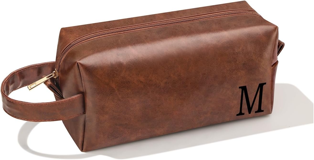 Bolsa de Aseo Personalizada para Hombre con Inicial M, Regalo Ideal para Aniversario, Navidad, San Valentín, Día del Padre o Cumpleaños, Fabricante de Artículos de Marca Blanca.