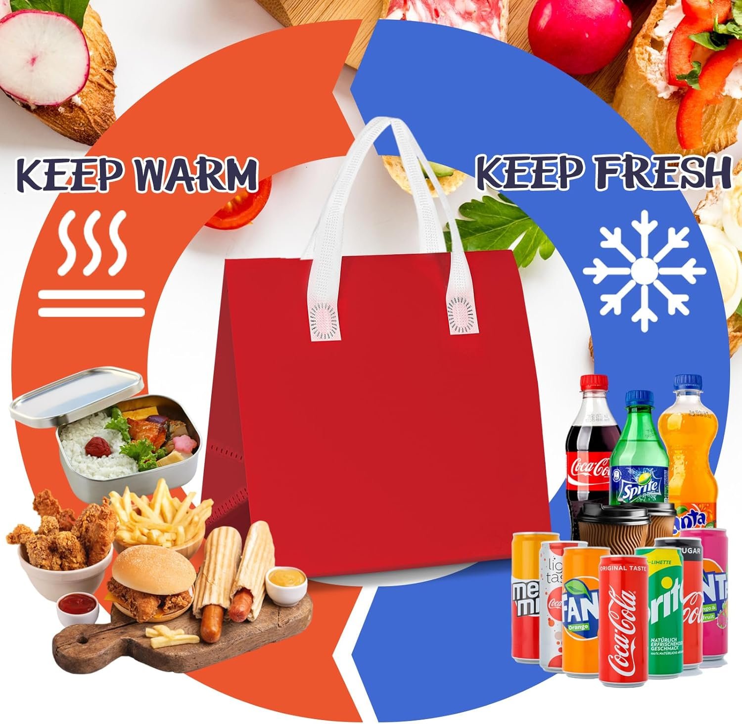Bolsas Térmicas Desechables de 150 Pcs para Llevar Personalizadas 9.5 x 9.5 x 6 in, Marca Blanca para Comida, Café y Bebidas Frías o Calientes, Proveedor de Calidad en Multicolor Bolsas Térmicas Desechables de 150 Pcs para Llevar Personalizadas 9.5 x 9.5 x 6 in, Marca Blanca para Comida, Café y Bebidas Frías o Calientes, Proveedor de Calidad en Multicolor