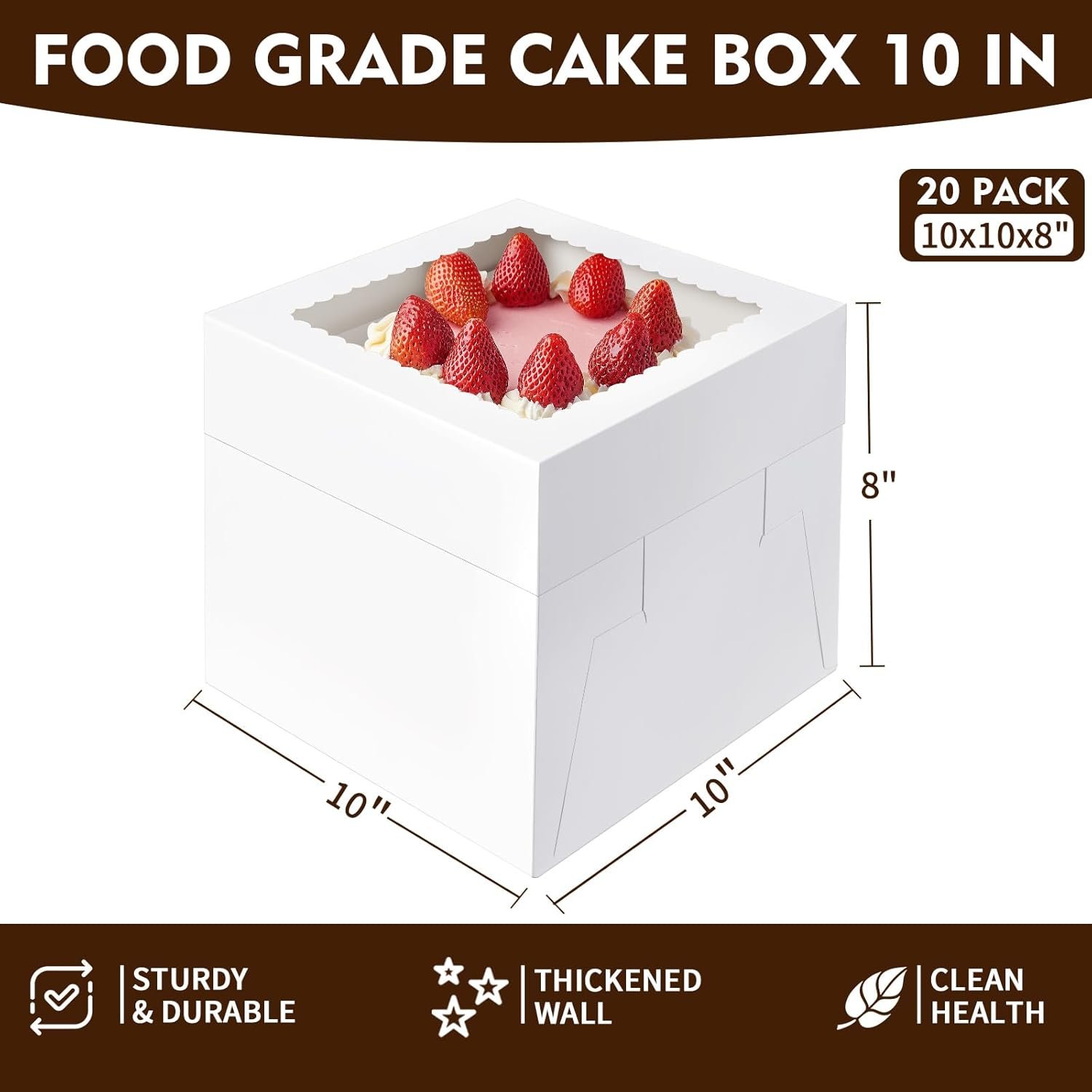 Logo Personalizado para 20 Cajas de Pasteles, Cajas Altas de 10x10x8 Pulgadas con Ventana, Cajas Blancas para Pasteles, Cajas Desechables de Repostería para Postres, Galletas, Tartas y Bodas, Proveedor de Cajas para Cumpleaños. Logo Personalizado para 20 Cajas de Pasteles, Cajas Altas de 10x10x8 Pulgadas con Ventana, Cajas Blancas para Pasteles, Cajas Desechables de Repostería para Postres, Galletas, Tartas y Bodas, Proveedor de Cajas para Cumpleaños.