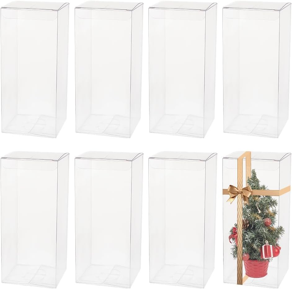 Caja Plástica Rectangular con Logo Personalizado, Paquete de 20, Ideal para Fiestas de Boda, Cumpleaños y Regalos del Día de la Madre, Proveedor de Envases para Golosinas, 2.7x2.7x6.3 pulgadas.