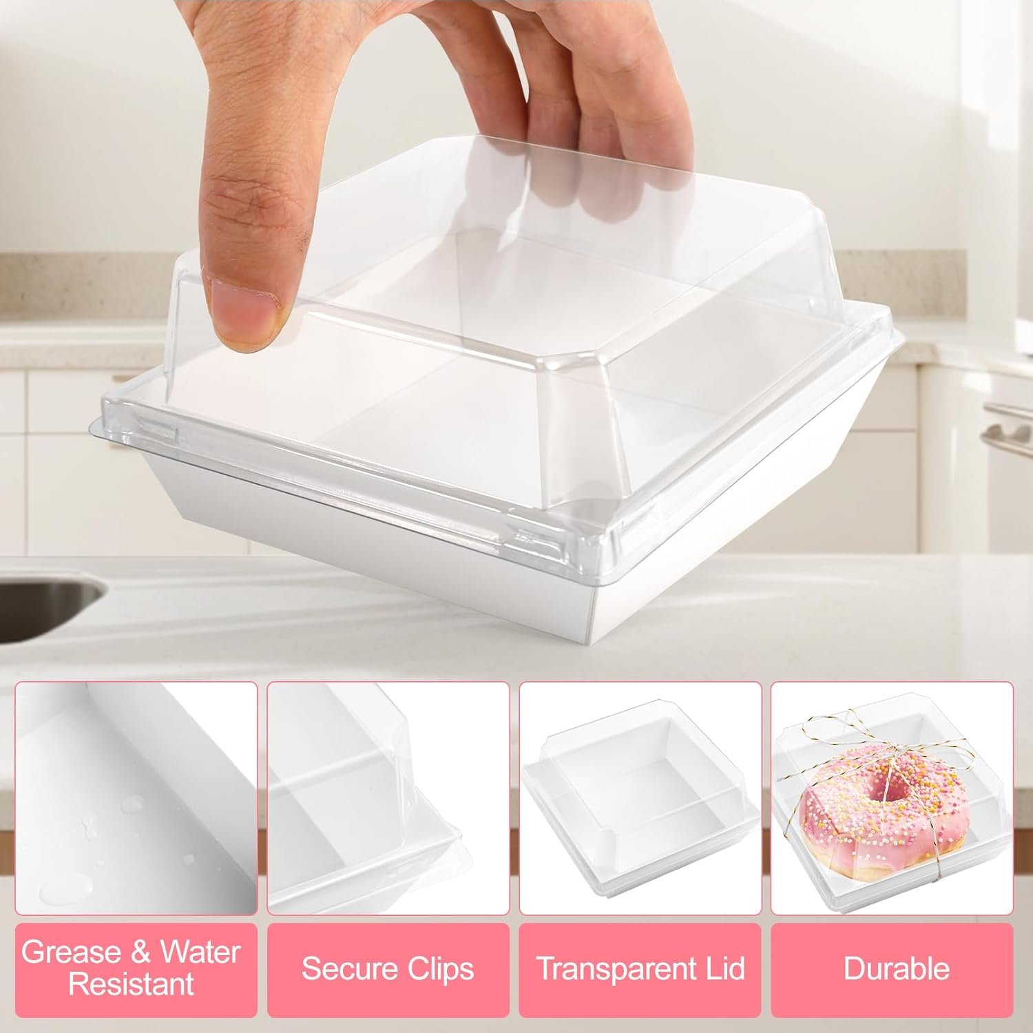 Cajas de Charcutería de Papel 100 Pack con Tapa Transparente, Cajas Desechables de Postre Cuadradas de 5 Pulgadas, Contenedores de Kraft para Alimentos con Cuerda para Sándwich, Porción de Pastel, Galletas, Postres, Marca Blanca de nuestro Proveedor. Cajas de Charcutería de Papel 100 Pack con Tapa Transparente, Cajas Desechables de Postre Cuadradas de 5 Pulgadas, Contenedores de Kraft para Alimentos con Cuerda para Sándwich, Porción de Pastel, Galletas, Postres, Marca Blanca de nuestro Proveedor.