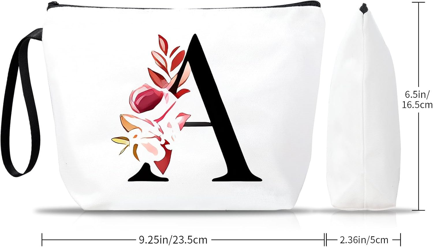Logo Personalizado Neceser de Maquillaje Inicial - Bolsa de Cosméticos Personalizada Monograma Inicial Pequeña para Viajes y Artículos de Aseo, Regalos de Cumpleaños para Mujeres, Marca Blanca, Proveedor Letter A