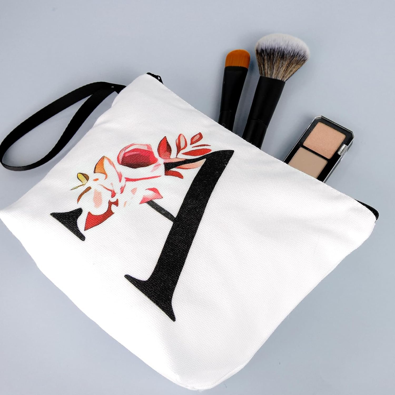 Logo Personalizado Neceser de Maquillaje Inicial - Bolsa de Cosméticos Personalizada Monograma Inicial Pequeña para Viajes y Artículos de Aseo, Regalos de Cumpleaños para Mujeres, Marca Blanca, Proveedor Letter A