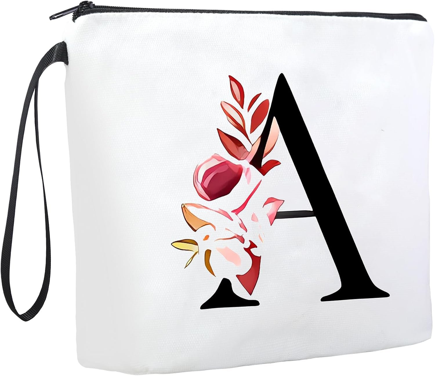 Logo Personalizado Neceser de Maquillaje Inicial - Bolsa de Cosméticos Personalizada Monograma Inicial Pequeña para Viajes y Artículos de Aseo, Regalos de Cumpleaños para Mujeres, Marca Blanca, Proveedor Letter A