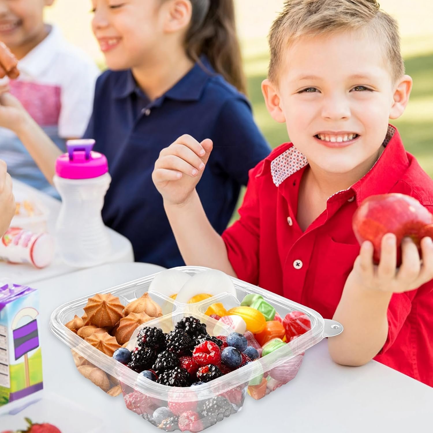 Contenedores desechables para snacks de 40 piezas con 4 compartimentos, ideal para preparación de comidas y almuerzos, con logo personalizado, perfectos para escuela, trabajo y viajes, fabricados por un proveedor confiable. Contenedores desechables para snacks de 40 piezas con 4 compartimentos, ideal para preparación de comidas y almuerzos, con logo personalizado, perfectos para escuela, trabajo y viajes, fabricados por un proveedor confiable.