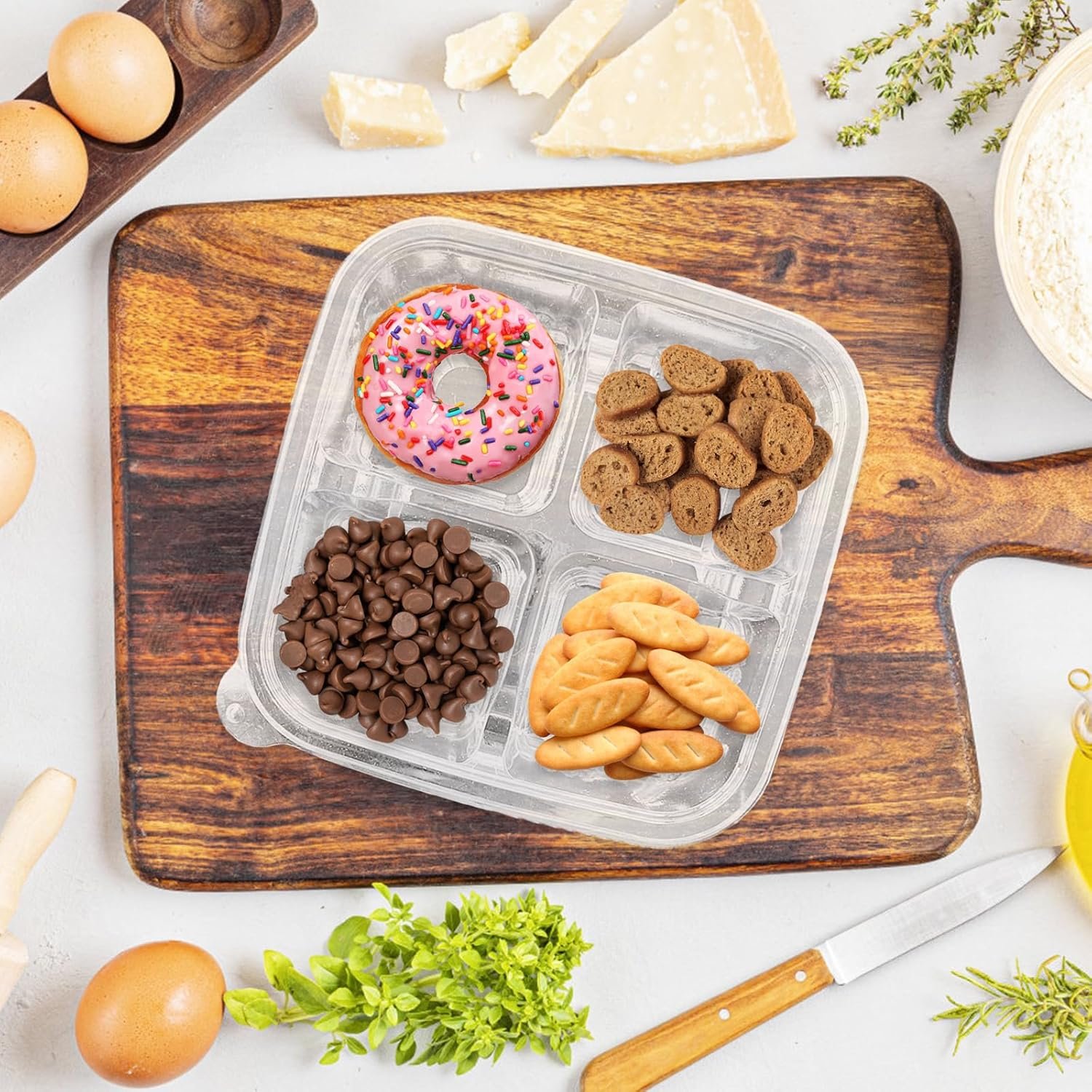 Contenedores desechables para snacks de 40 piezas con 4 compartimentos, ideal para preparación de comidas y almuerzos, con logo personalizado, perfectos para escuela, trabajo y viajes, fabricados por un proveedor confiable. Contenedores desechables para snacks de 40 piezas con 4 compartimentos, ideal para preparación de comidas y almuerzos, con logo personalizado, perfectos para escuela, trabajo y viajes, fabricados por un proveedor confiable.