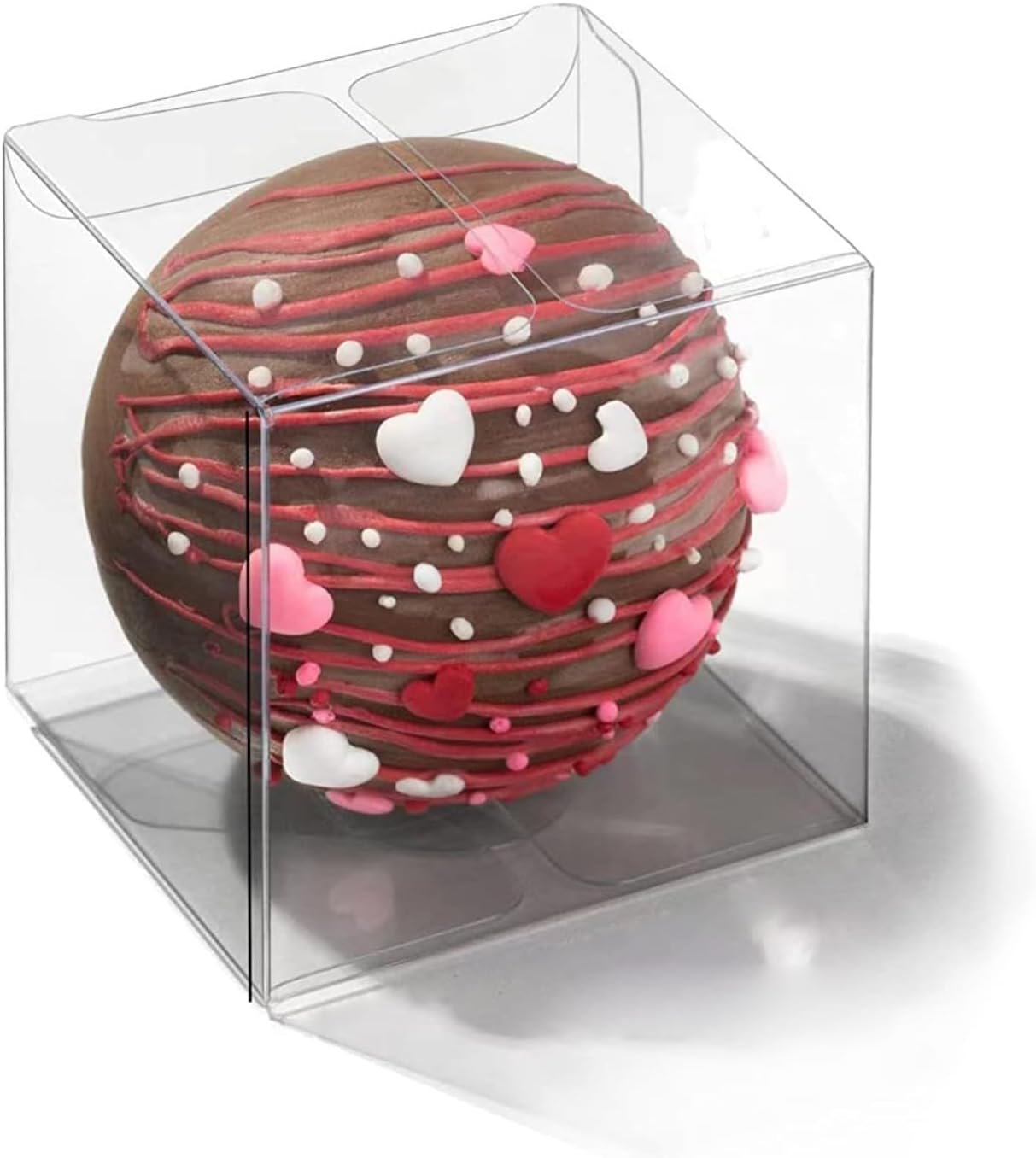 Caja de Bombas de Chocolate Caliente con Logo Personalizado - Paquete de 50 Cajas de Regalo Transparentes para Cupcakes y Dulces - Cajas de Favor de Fiesta de Cumpleaños y Bodas (3x3x3 Pulgadas) - Fabricante de Calidad