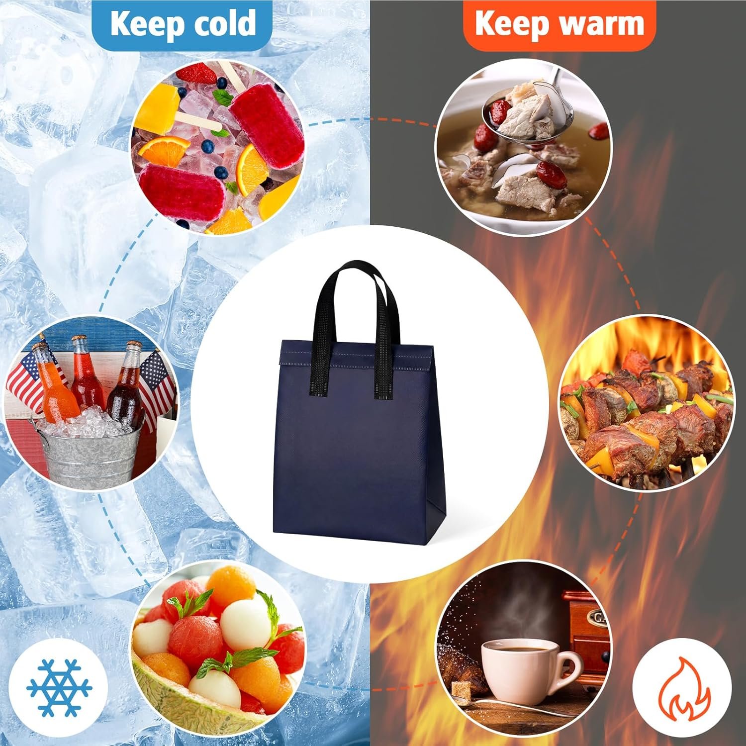 Bolsas Térmicas Personalizadas de 50 Piezas para Entrega de Comida 10 x 8 x 4 Pulgadas para Alimentos Calientes y Fríos, Café, Leche, Té y Mariscos Frescos para Catering y Restaurantes, Proveedor. Bolsas Térmicas Personalizadas de 50 Piezas para Entrega de Comida 10 x 8 x 4 Pulgadas para Alimentos Calientes y Fríos, Café, Leche, Té y Mariscos Frescos para Catering y Restaurantes, Proveedor.