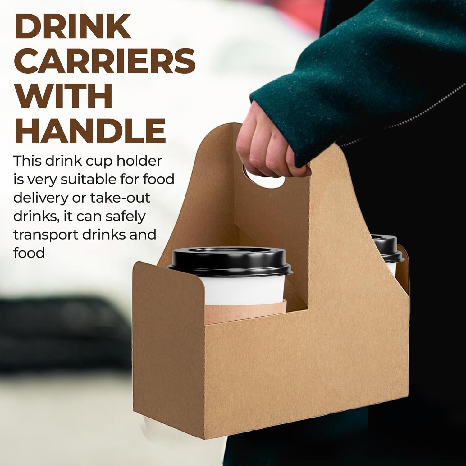 Logo Personalizado Transportador de Bebidas de 2 Tazas con Asa [25 Pack] Caddy Portátil para Bebidas | Soportes Desechables para Bebidas - Transportador para Entregas | Proveedor de Portavasos para Café con Asa